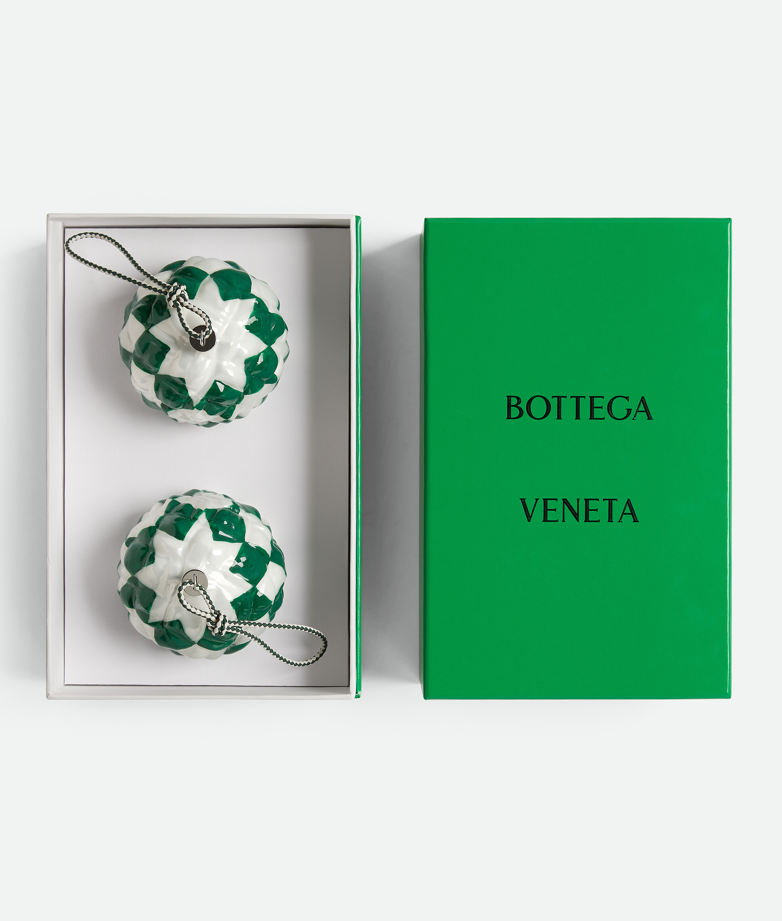 Bottega Veneta 2er-set Karierte Dekore In Transparent/emerelad Green