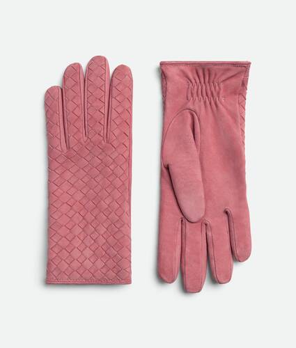 Intrecciato Suede Leather Gloves