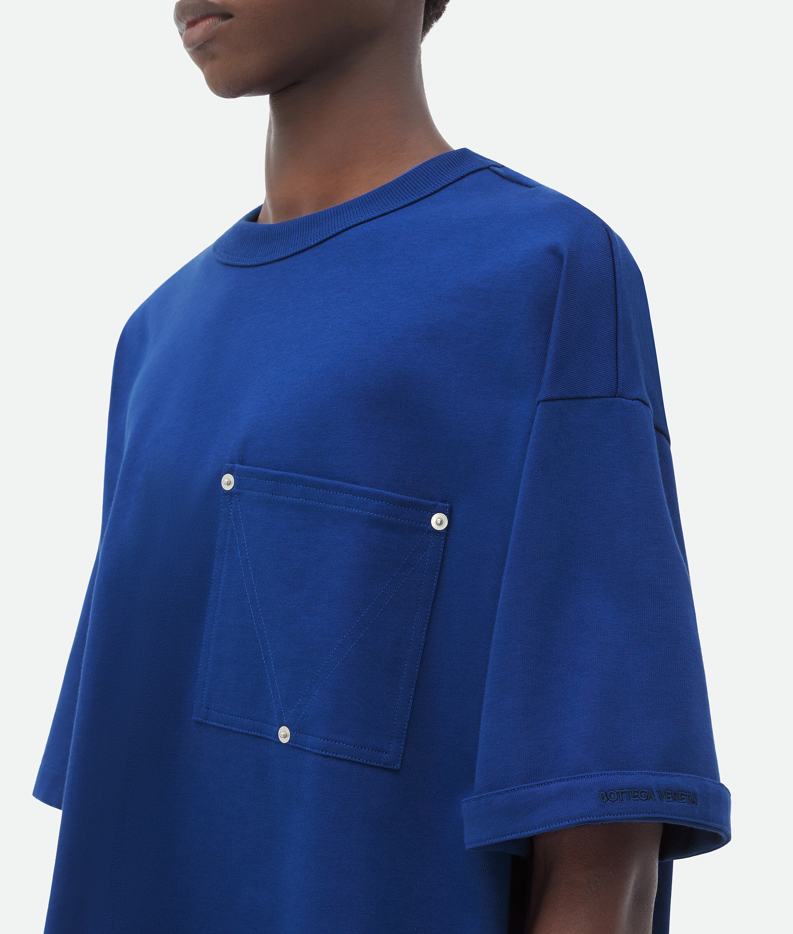 Bottega Veneta Bottega Veneta Jersey T-shirt With V Pocket In Blue