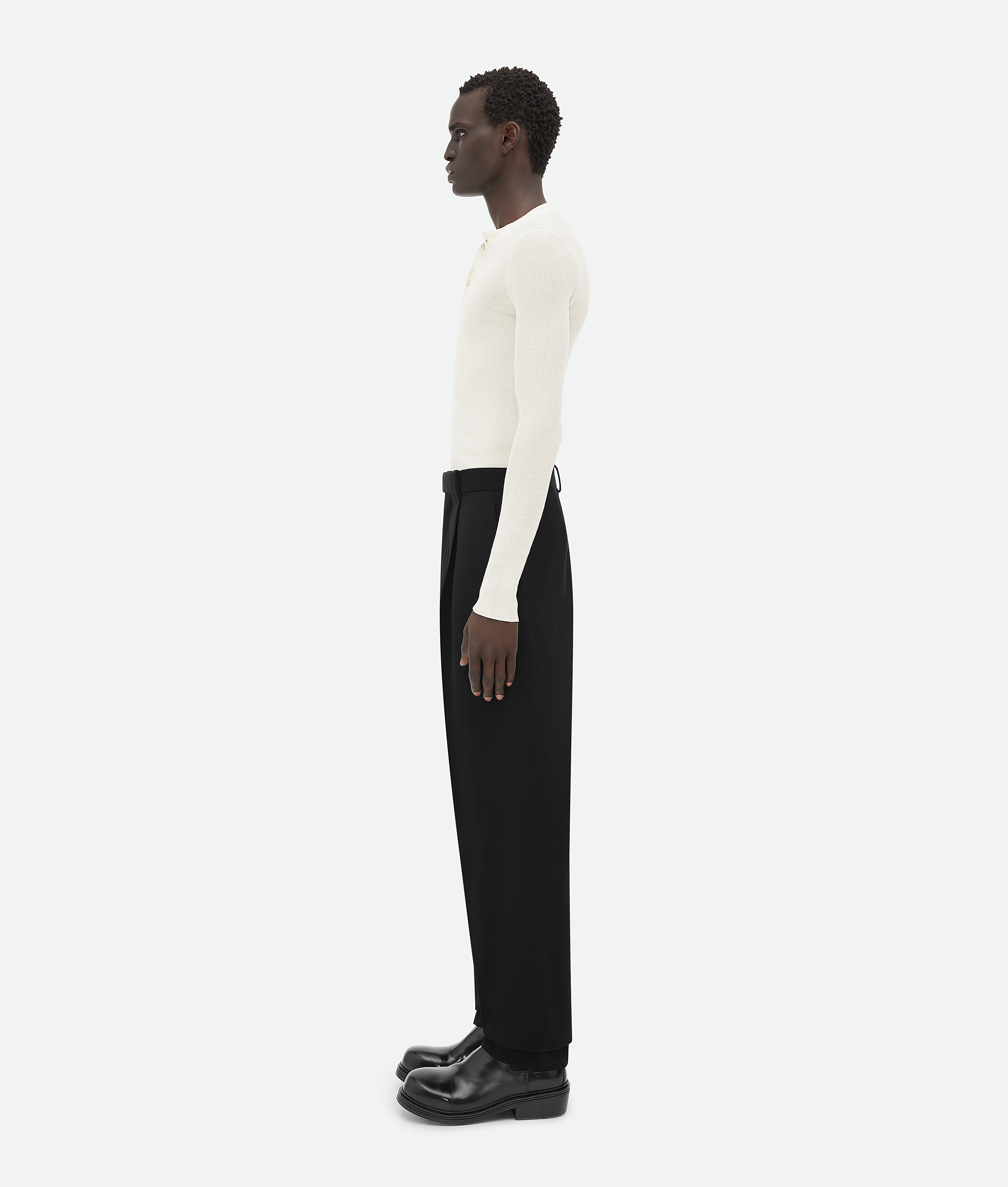 Bottega Veneta Grain De Poudre Trousers In Black