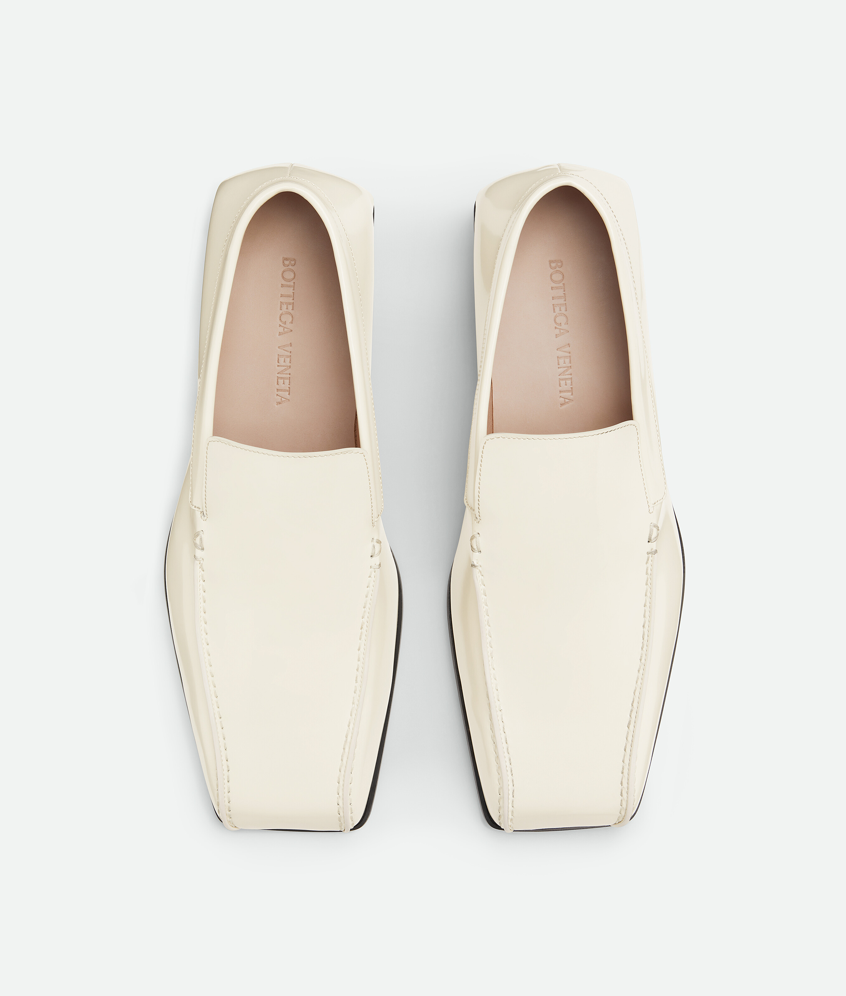 Bottega Veneta Square Toe Loafers In Sea Salt