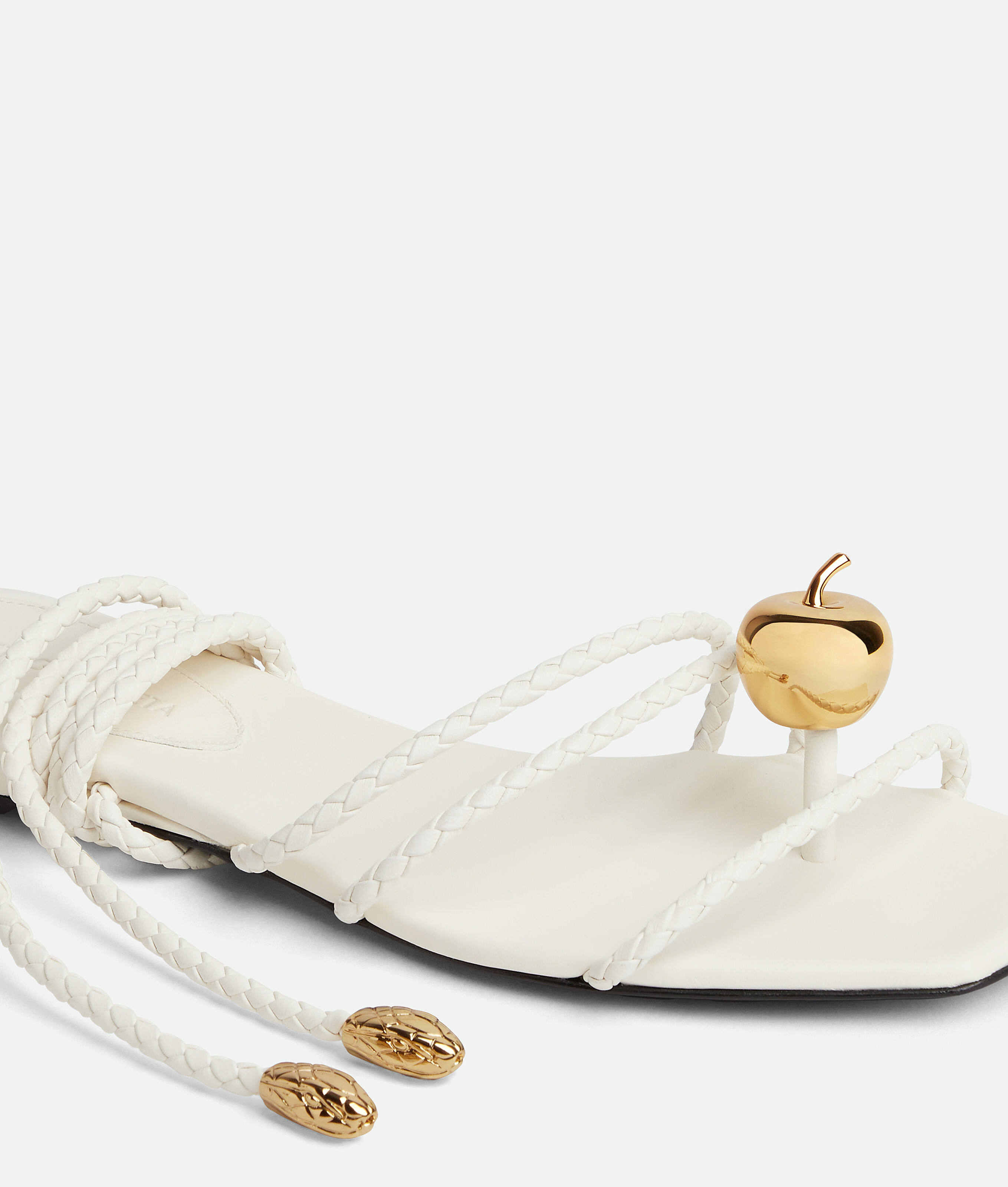 Bottega Veneta Apple Decorated Flat Sandals In White