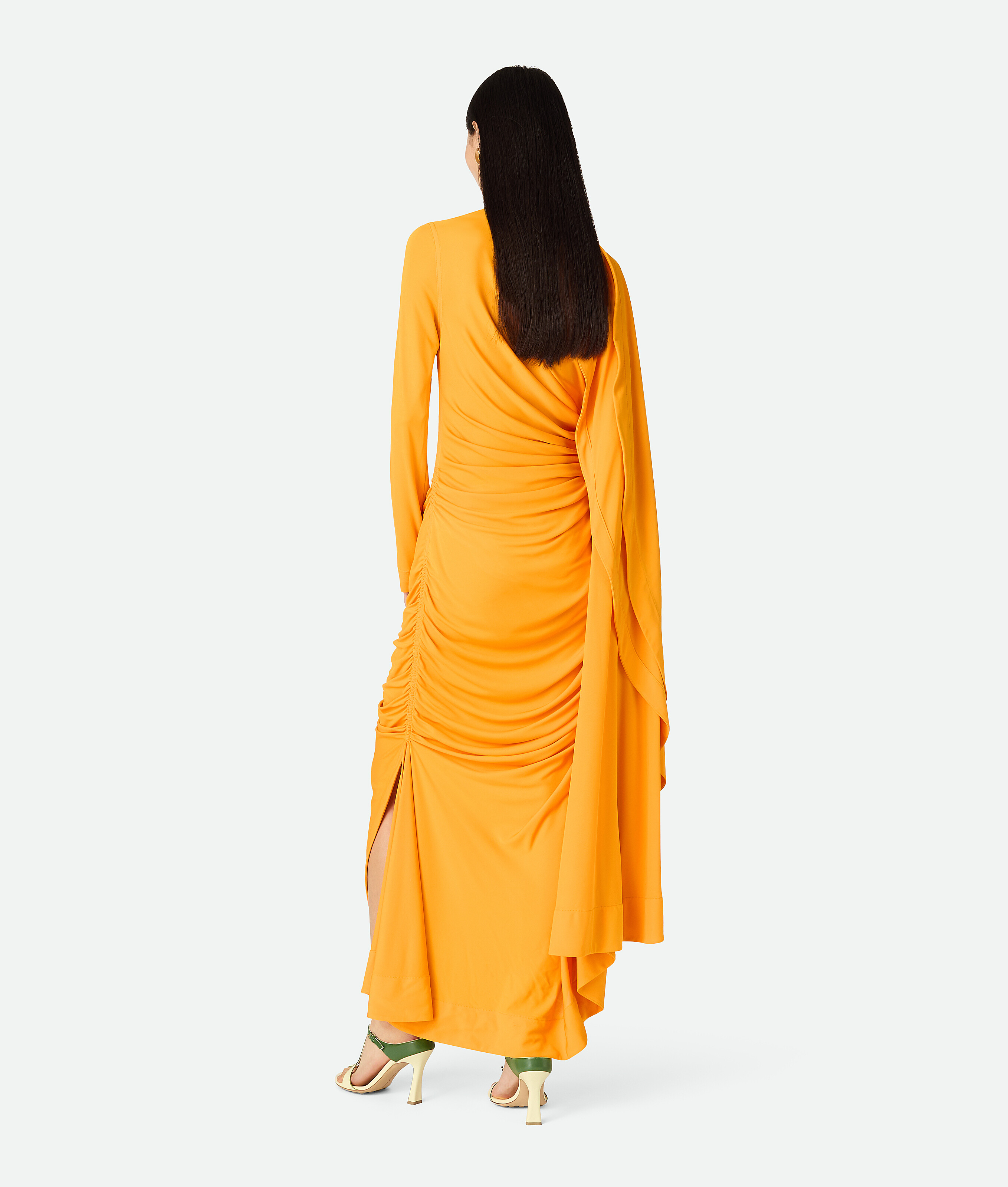 Shop Bottega Veneta Robe Drapée En Jersey De Viscose In Mandarin