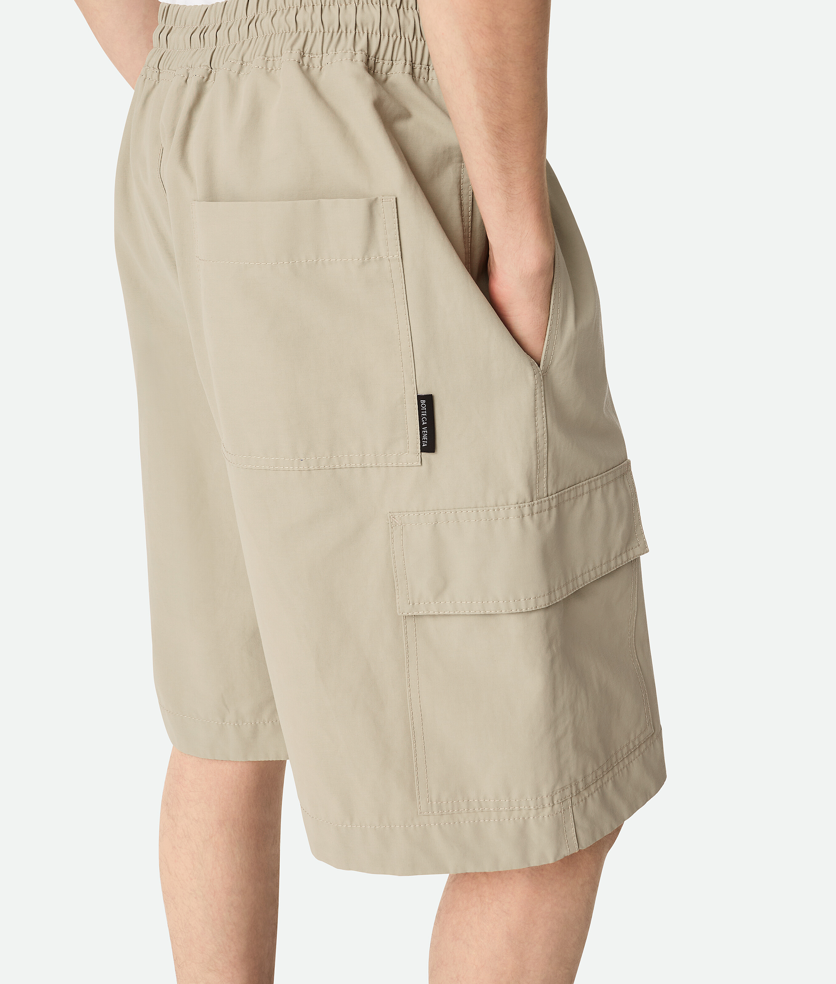 Bottega Veneta Technical Cotton Cargo Shorts In Sahara