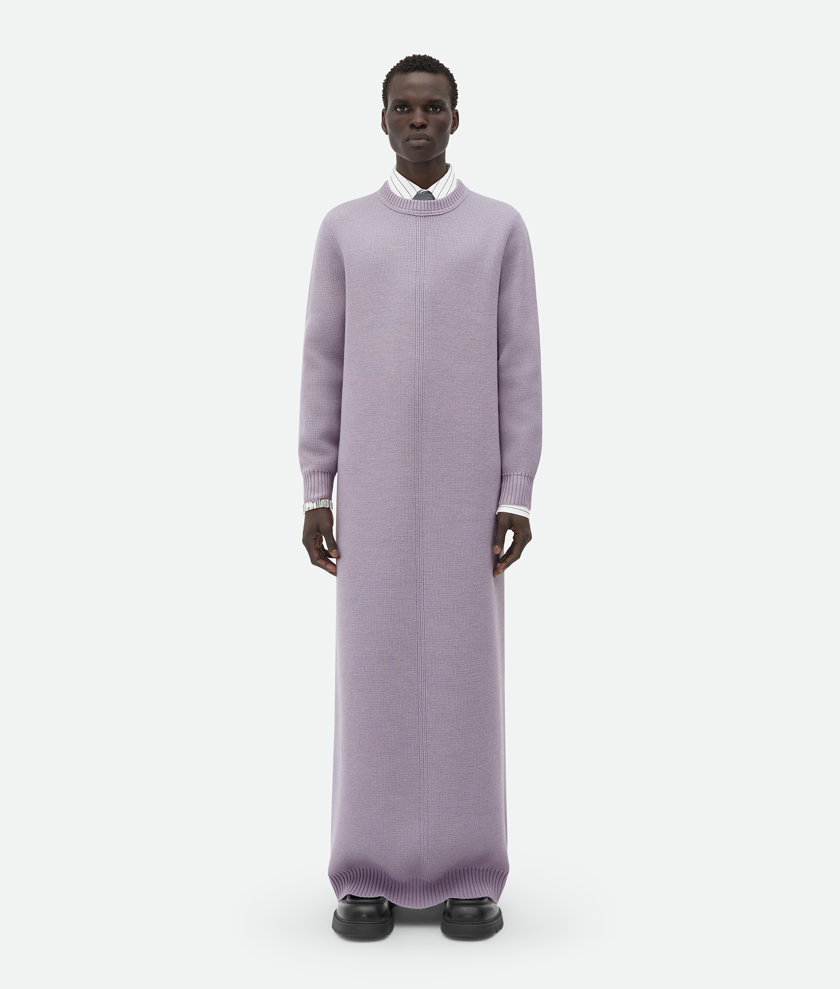 Bottega Veneta Wool Long Dress In Purple