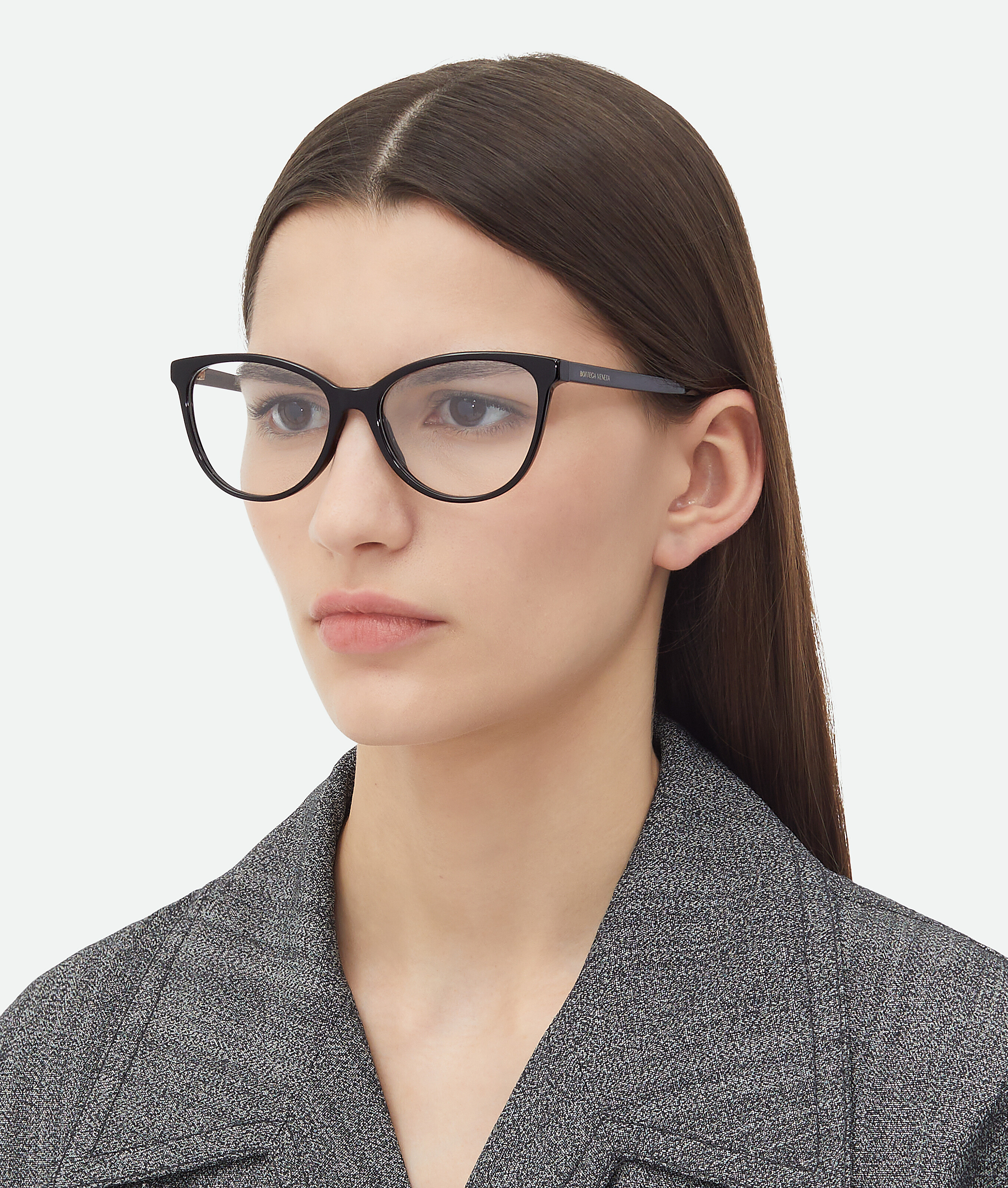 Bottega Veneta Classic Brille In Cat-eye-form In Black/transparent