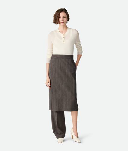 Wool Subtle Stripe Skirt Trousers