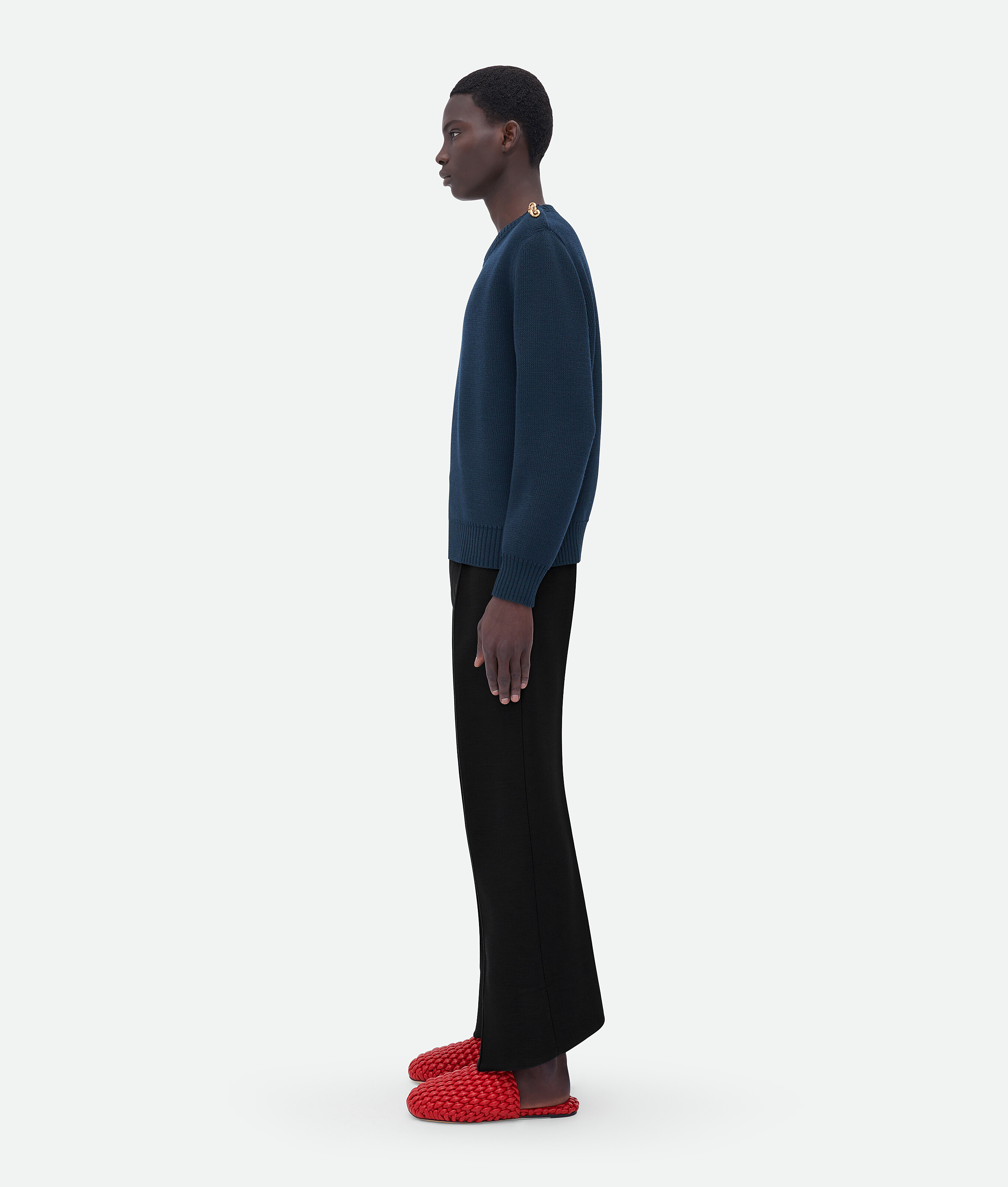 Bottega Veneta Bottega Veneta Wool Jumper With Metal Knot Buttons In Blue