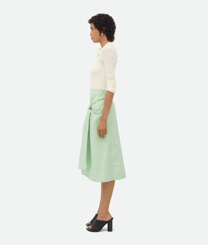 Compact Cotton Skirt With Knot Detail 