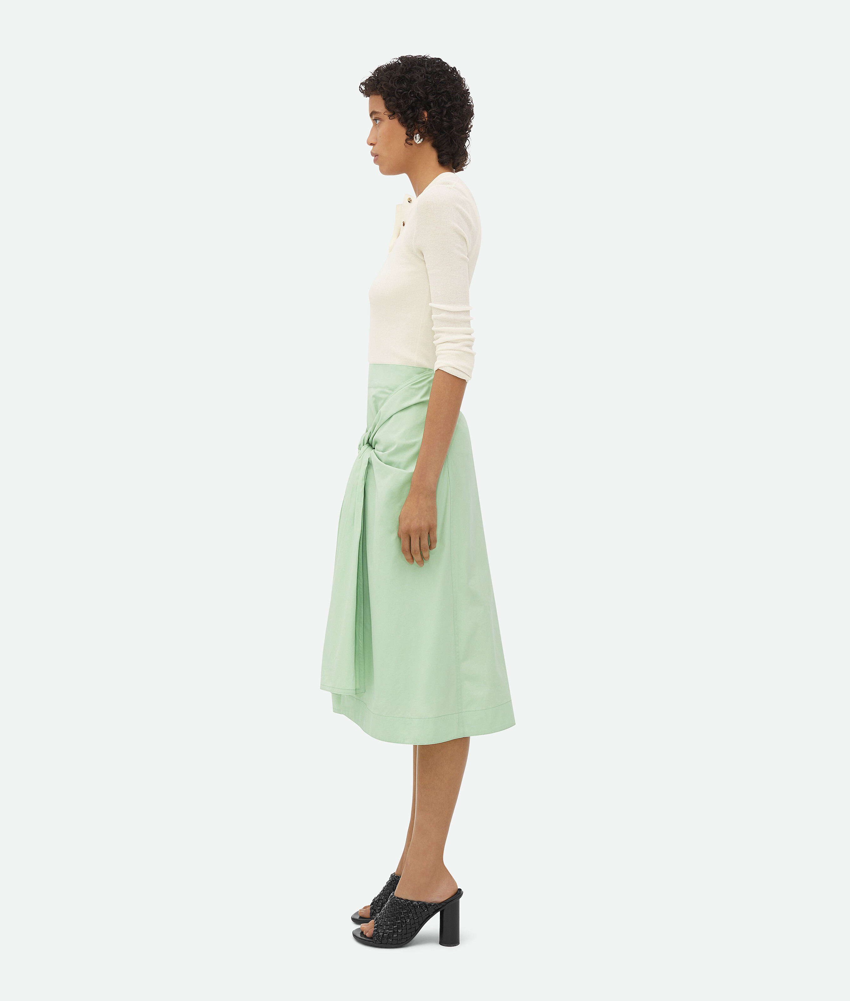 BOTTEGA VENETA COMPACT COTTON SKIRT WITH KNOT DETAIL 