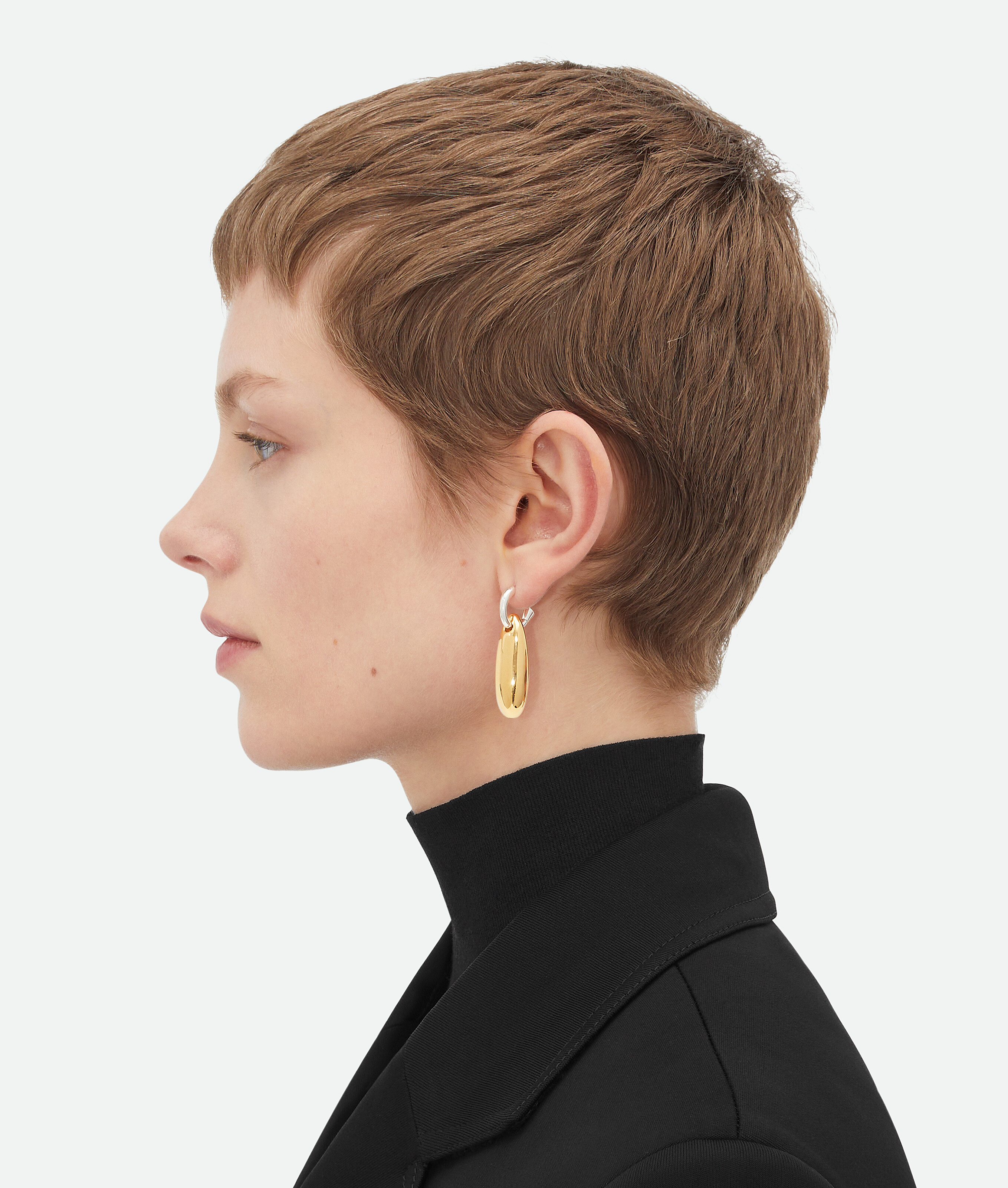 Bottega Veneta Kleine Ellipse Ohrringe In Silver/yellow Gold
