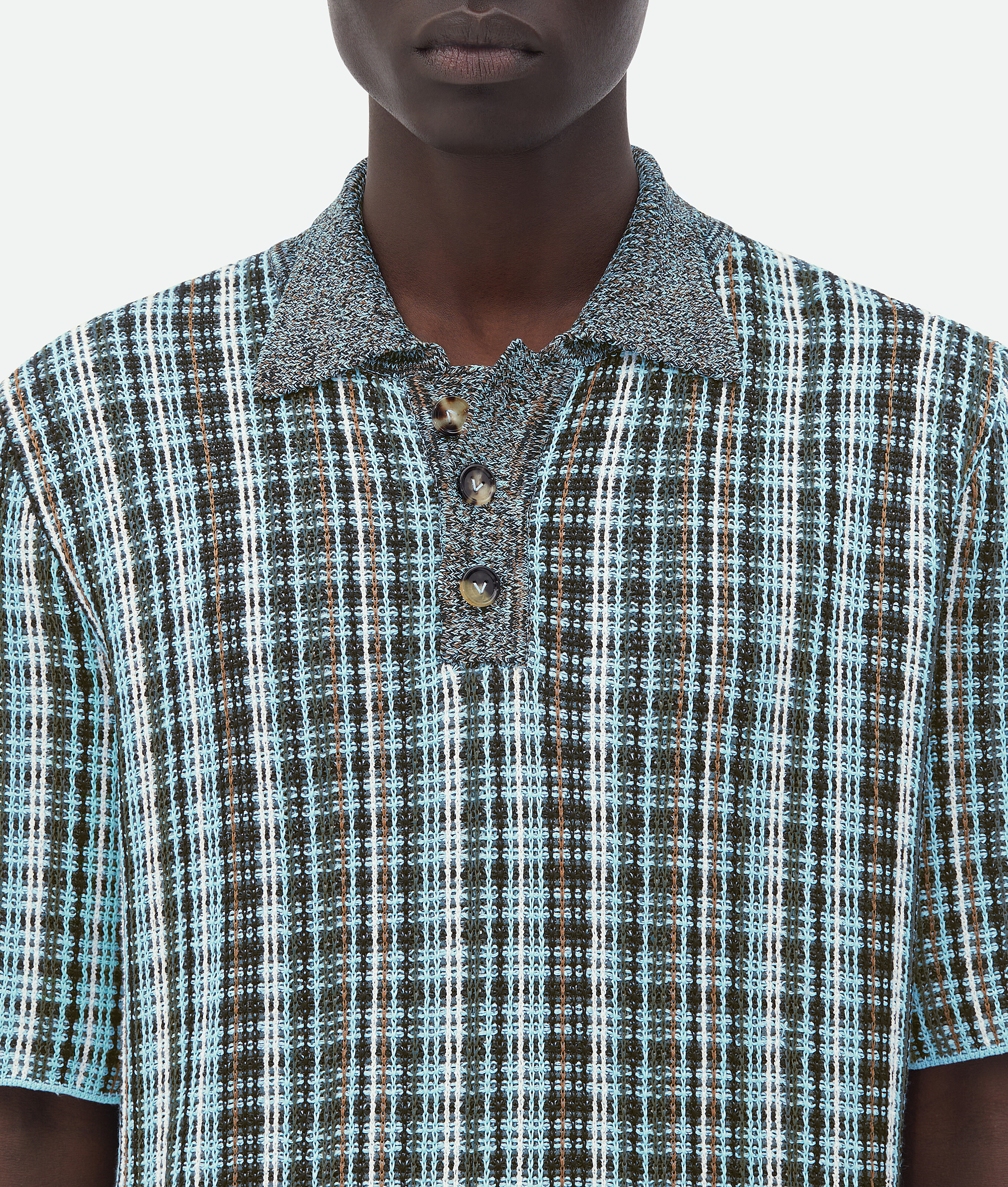 Bottega Veneta Bottega Veneta Cotton Viscose Check Polo In Multicolor