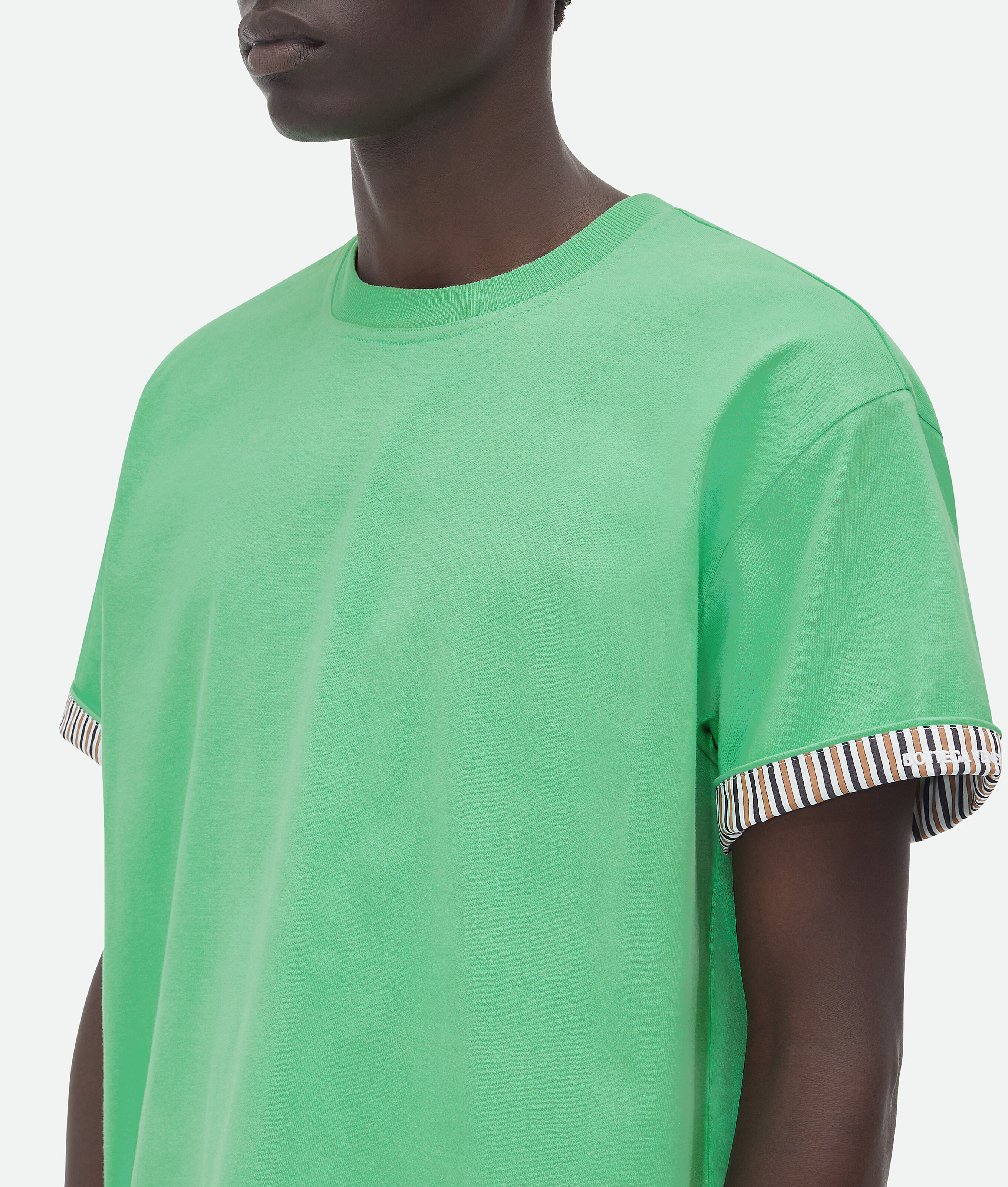 Shop Bottega Veneta Doppellagiges Gestreiftes T-shirt Aus Baumwolle In Green