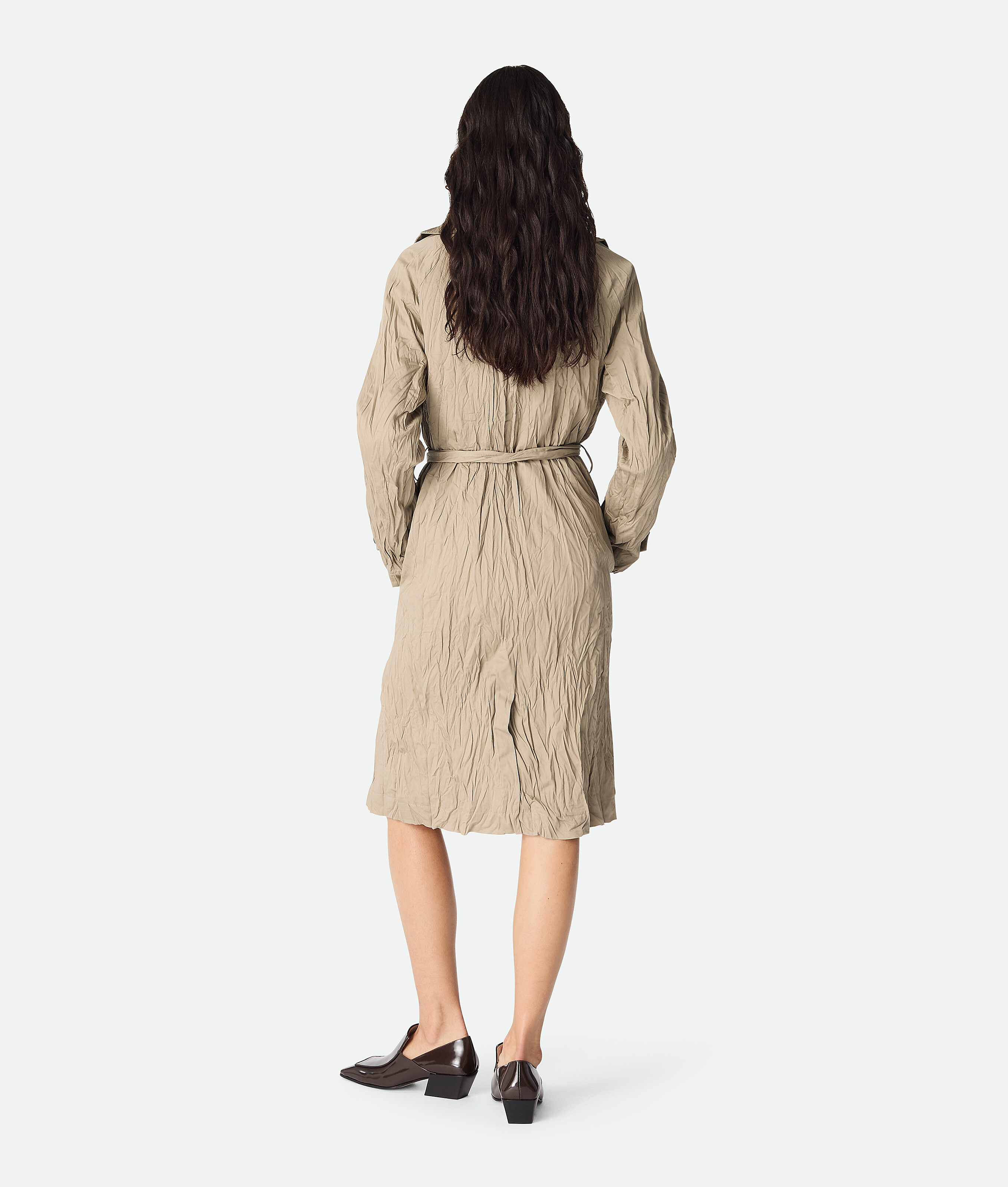 Bottega Veneta Crushed Cotton Coat In Sandshell