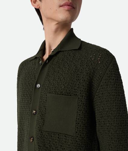 Cotton Crochet Knit Shirt