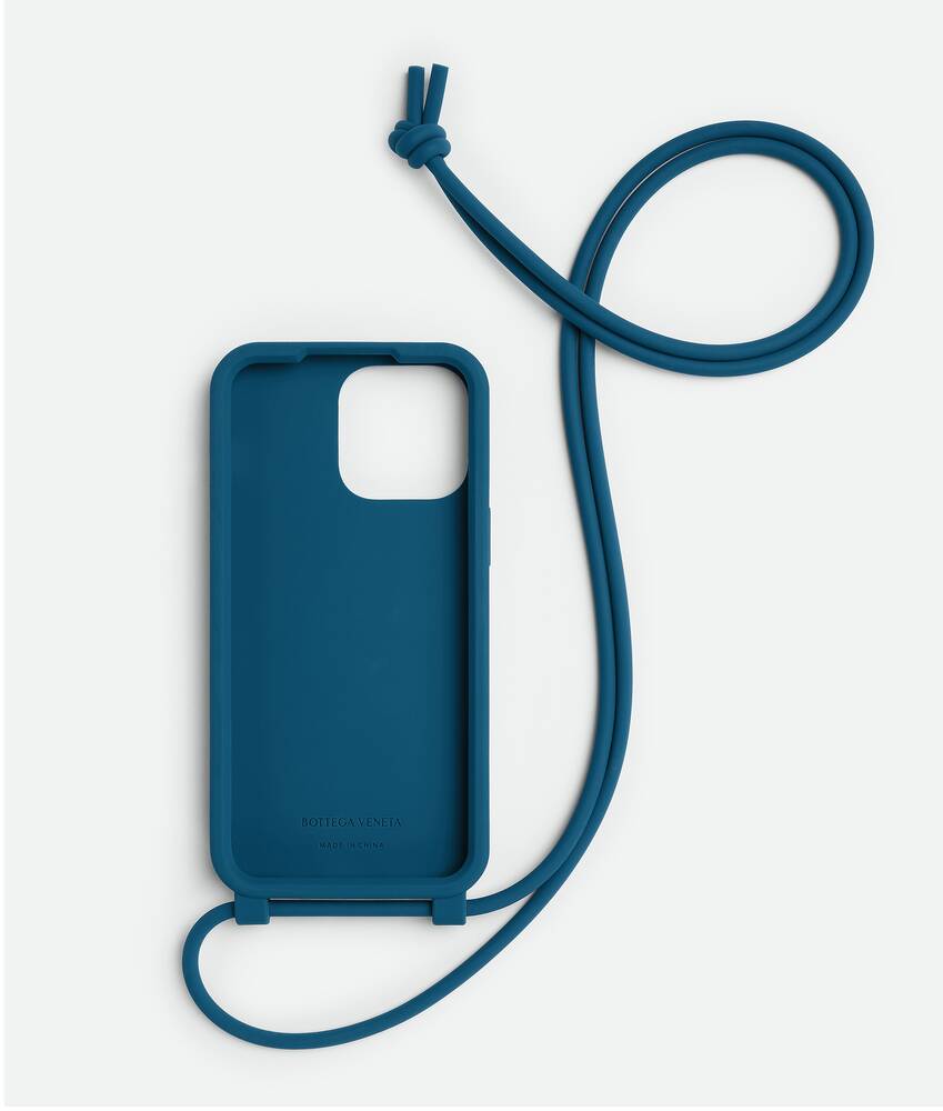 Bottega Veneta® Men's iPhone 14 Pro Max Case On Strap in Deep 