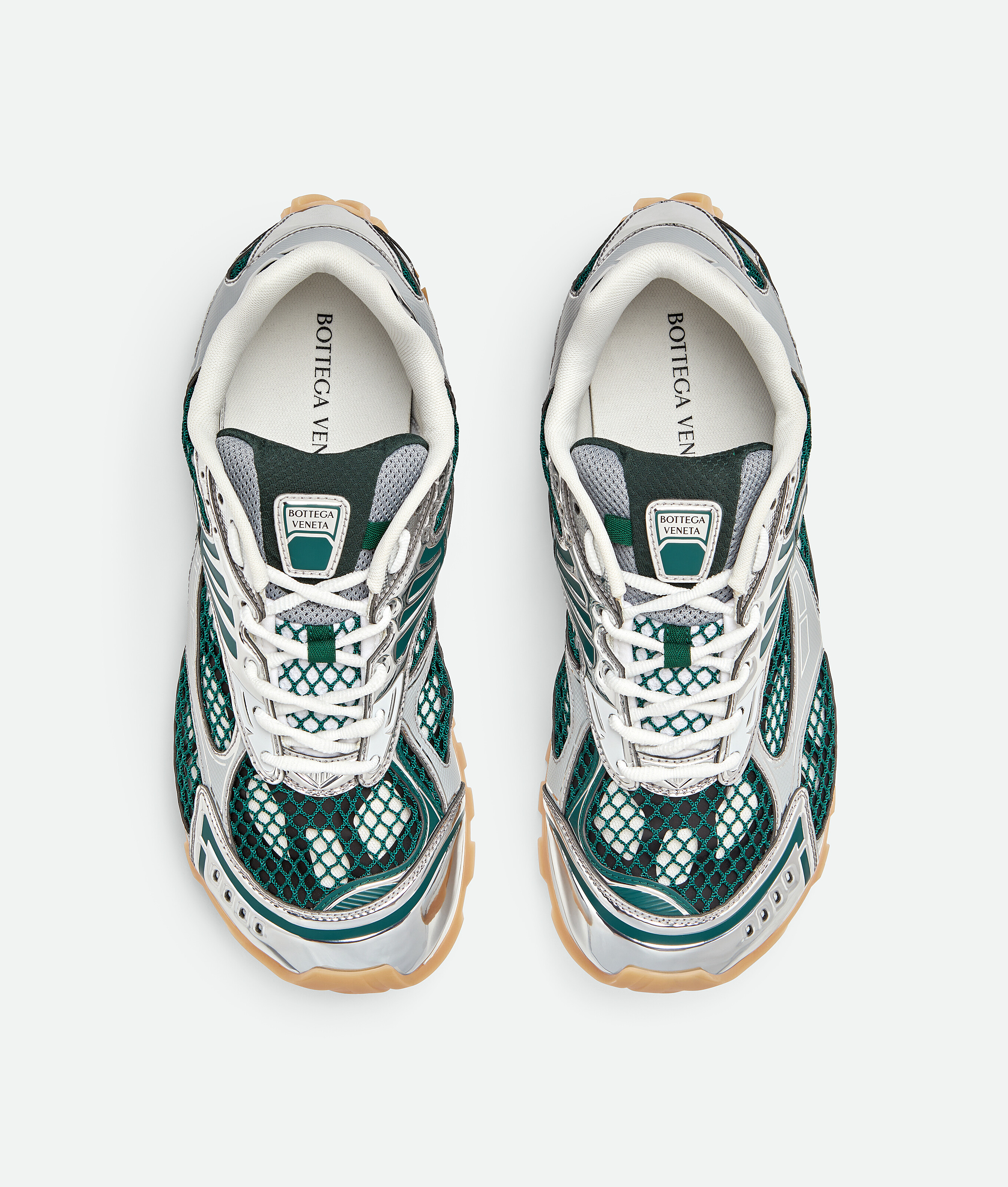 Bottega Veneta Men Orbit Sneaker Technical Fishnet In Green