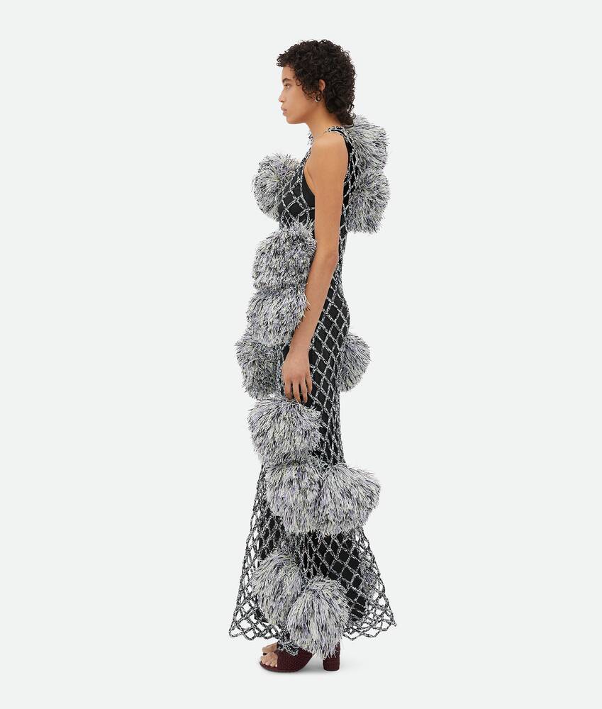 Display a large version of the product image 2 - Paper Mesh Crochet Dress With Pompom