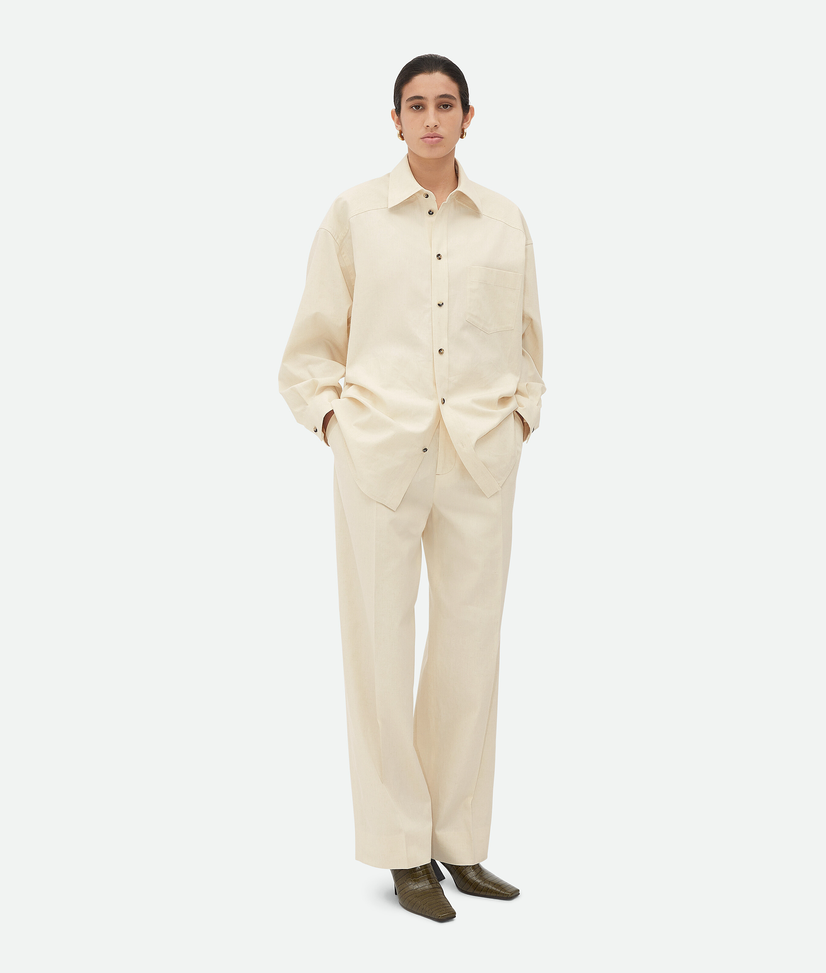 Shop Bottega Veneta Cotton Poplin Shirt In Toile