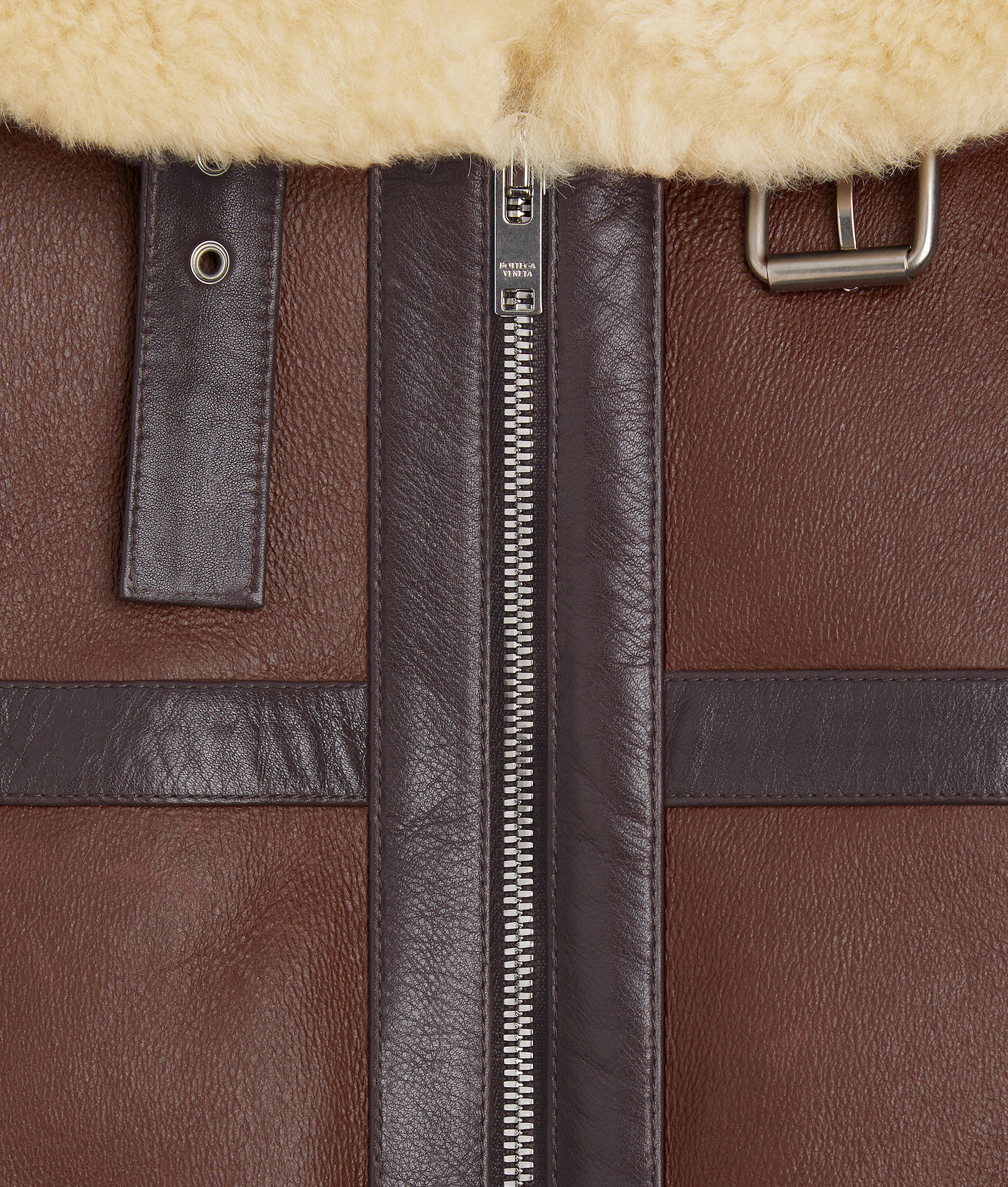 Bottega Veneta Fliegerjacke Aus Shearling In Bitter Chocolate/birch