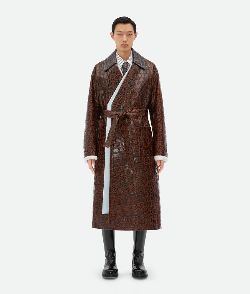 Display a large version of the product image 1 - Crocodile-Effect Leather Coat