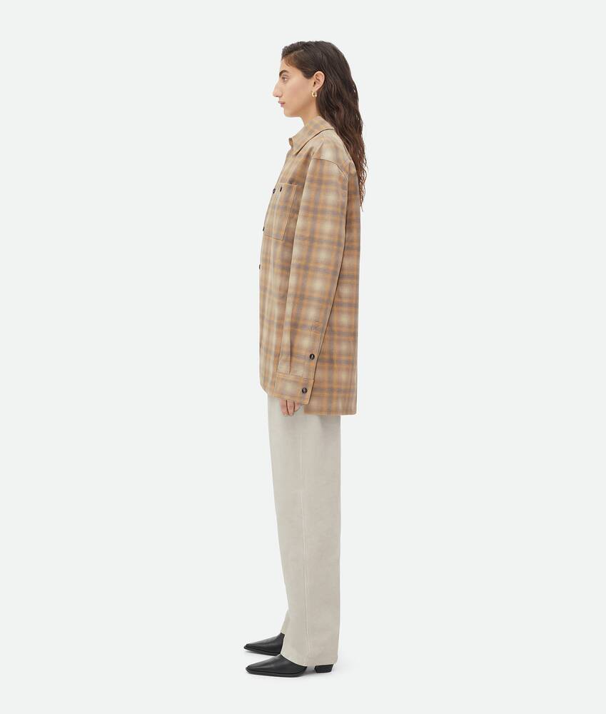 Display a large version of the product image 2 - Oversized Flannel-Printed Leather Shirt