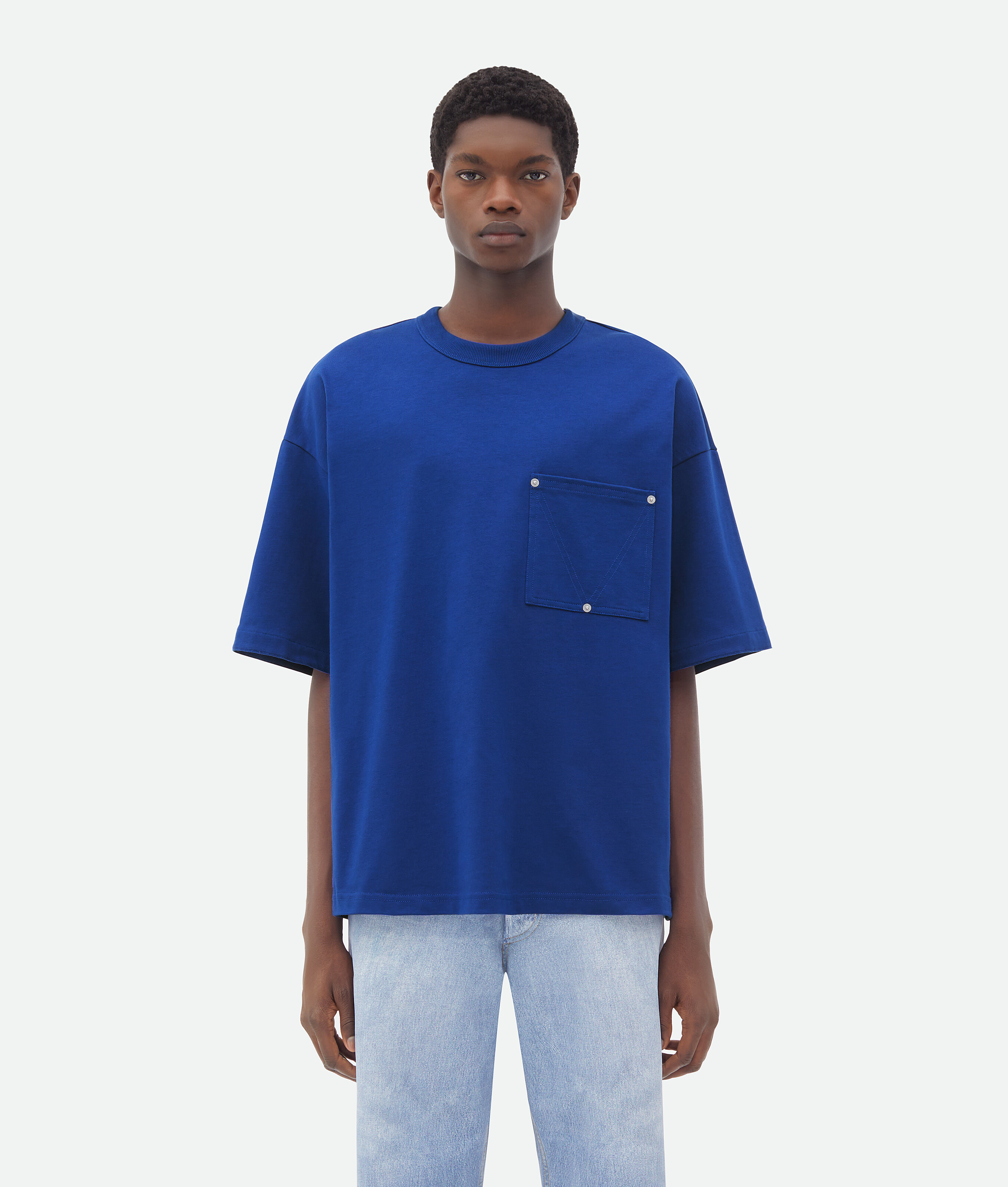 Bottega Veneta Bottega  Veneta Jersey T-shirt With V Pocket In Blue