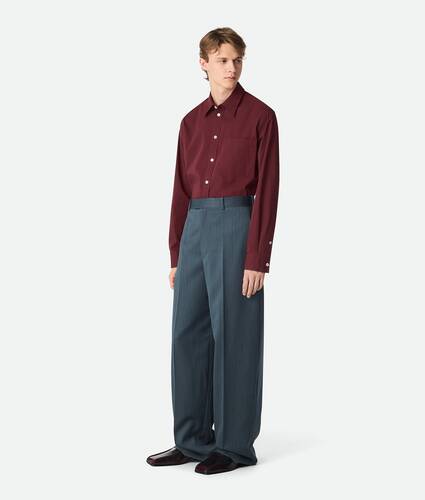 Wool Subtle Chevron Straight Trousers