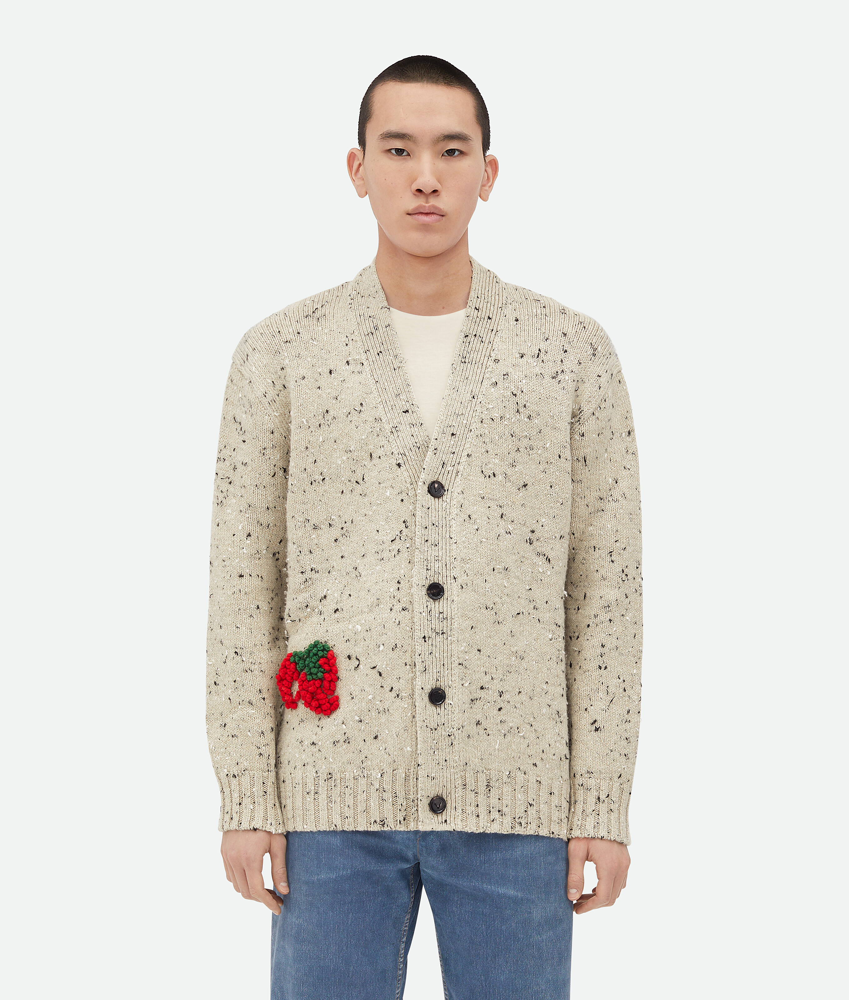 Shop Bottega Veneta Embroidered Linen Cardigan In Dove