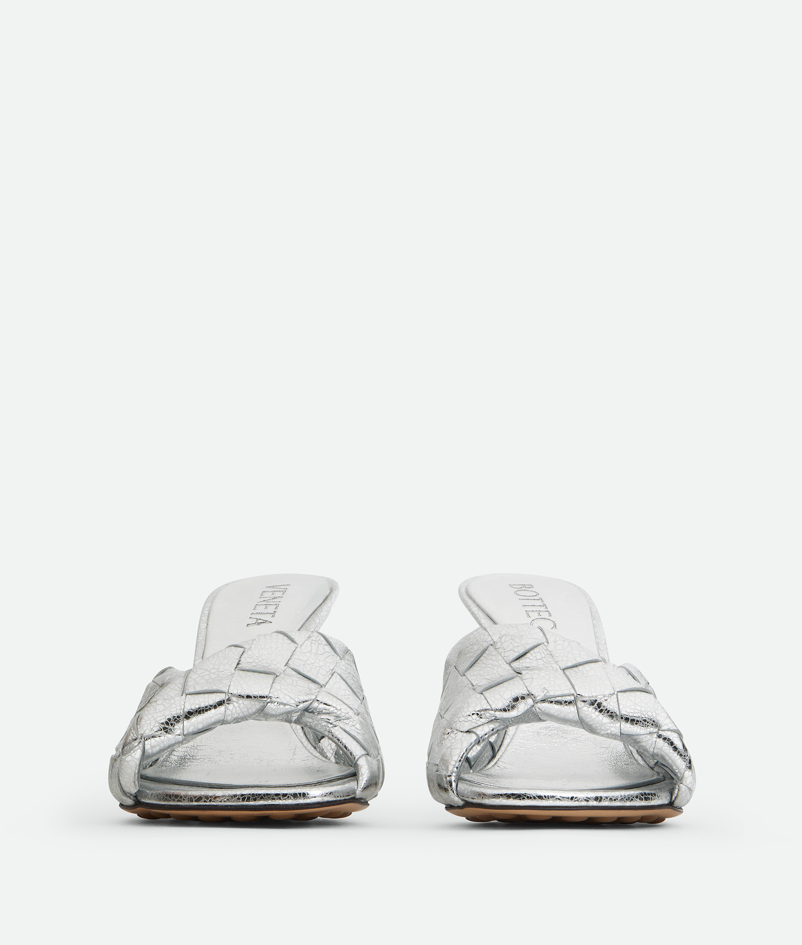 Bottega Veneta Blink Mules In Silver