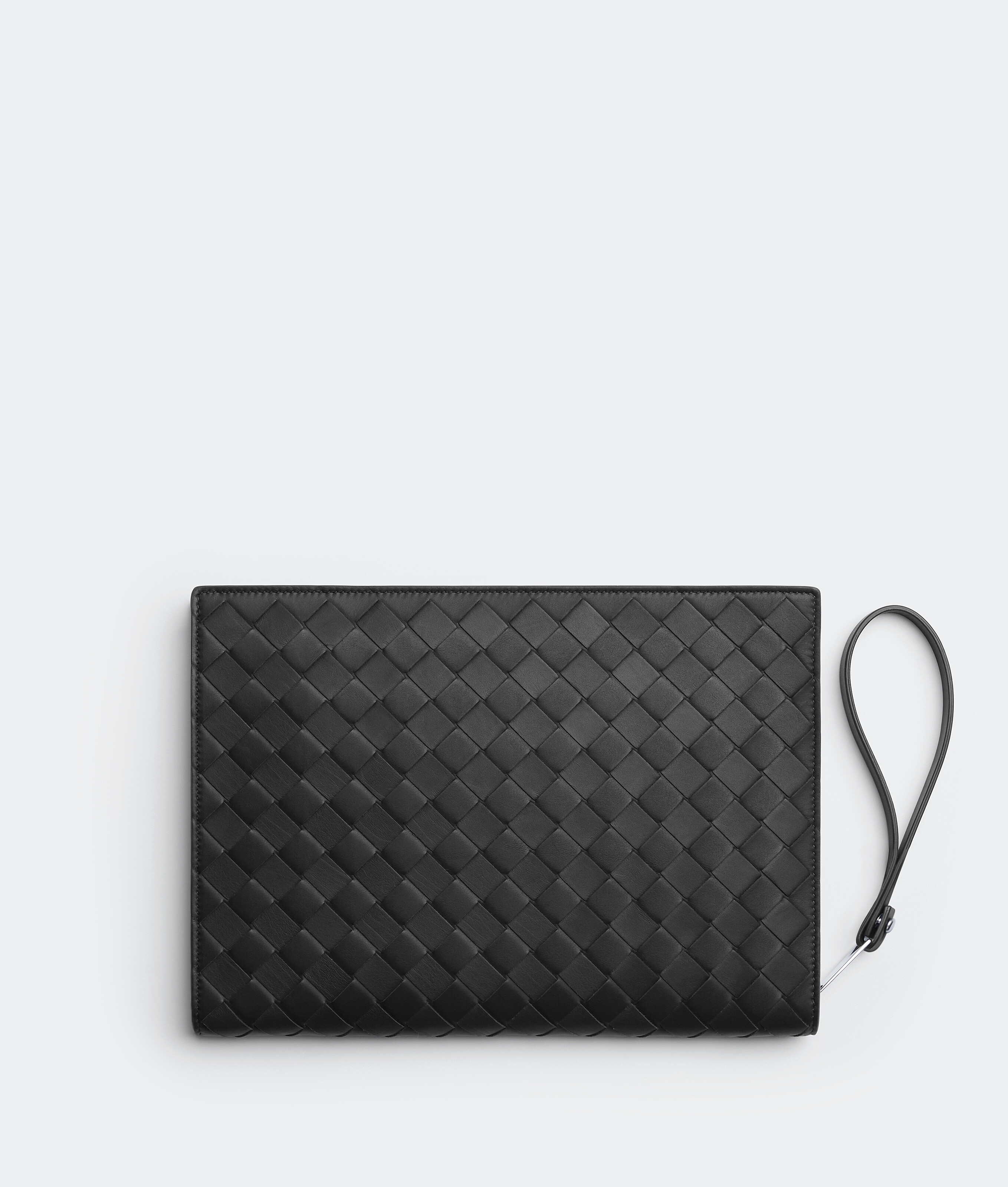 Bottega Veneta Small Intrecciato Document Case With Wristlet In Black