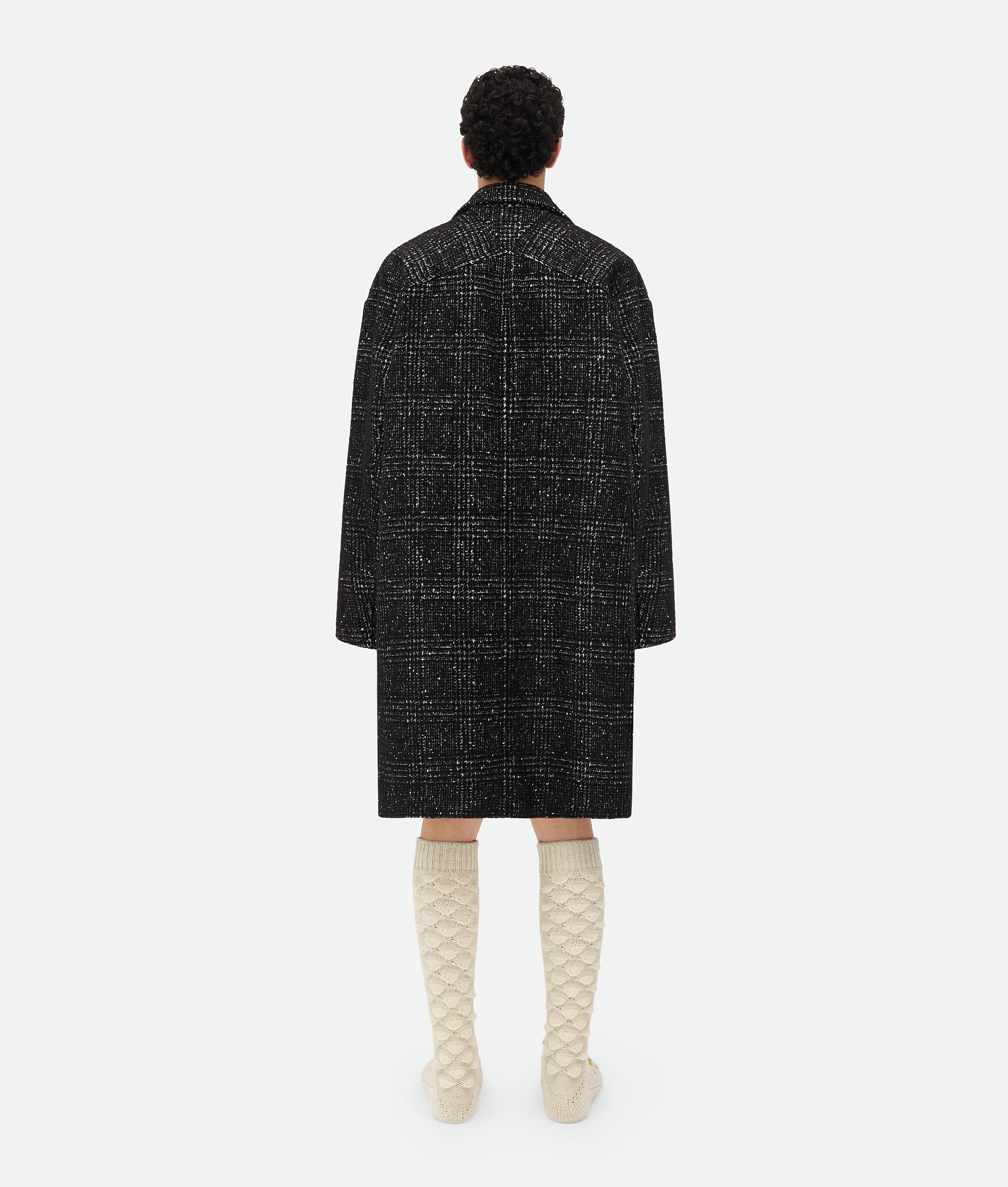 Shop Bottega Veneta Wool Checked Alpaca Kimono Coat In Black