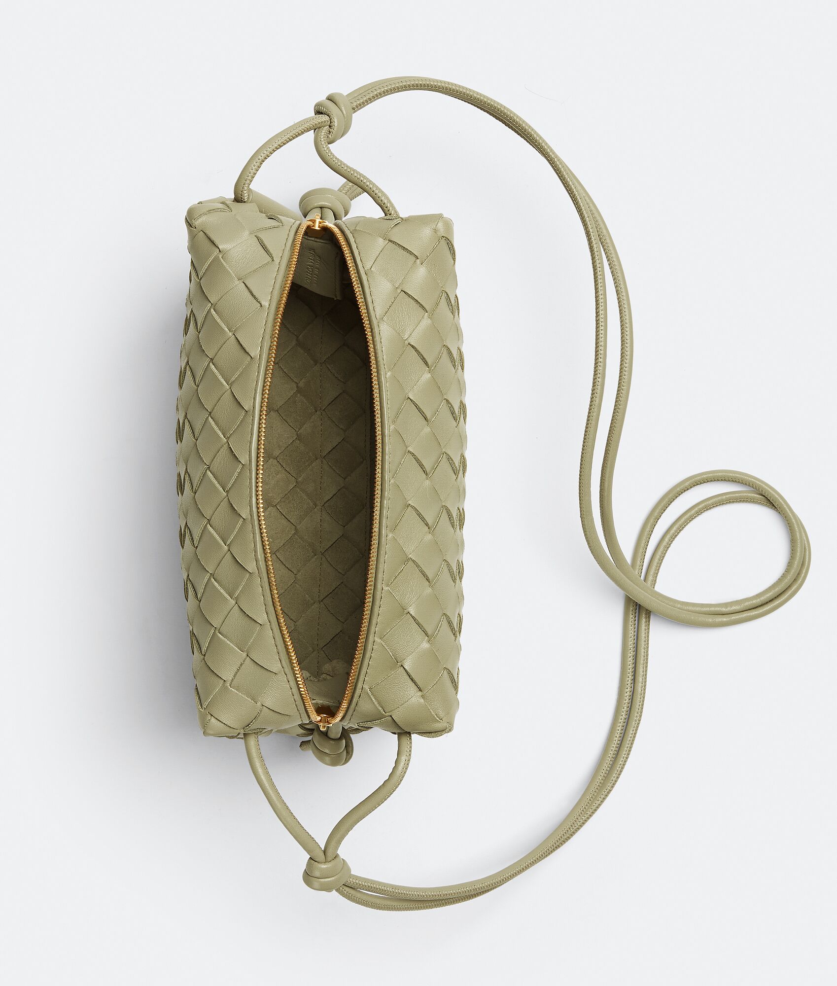 Bottega Small Loop Camera Bag in Travertine. Shop online now.