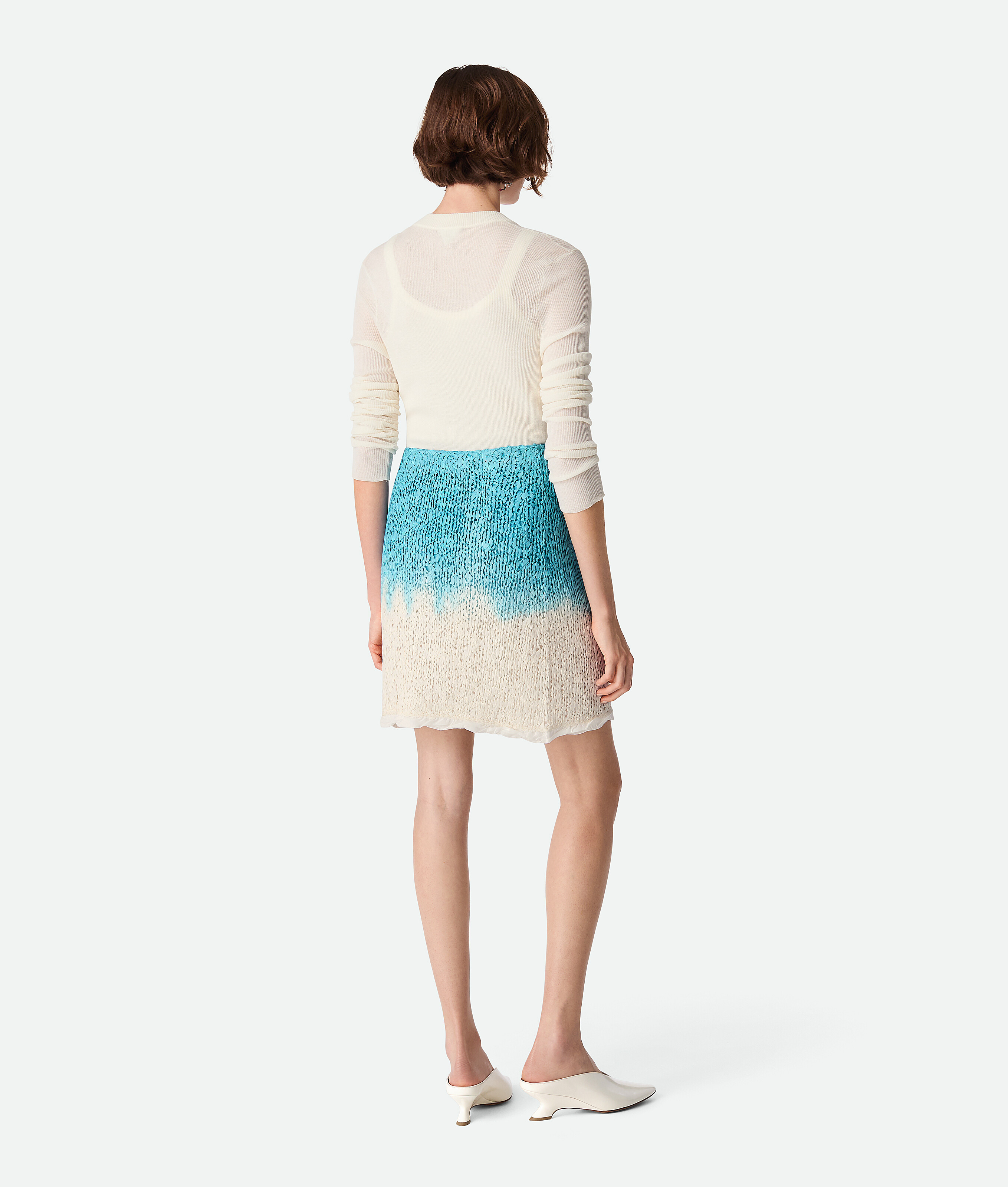 Bottega Veneta Wool And Silk Overdyed Skirt In Chalk/skyline