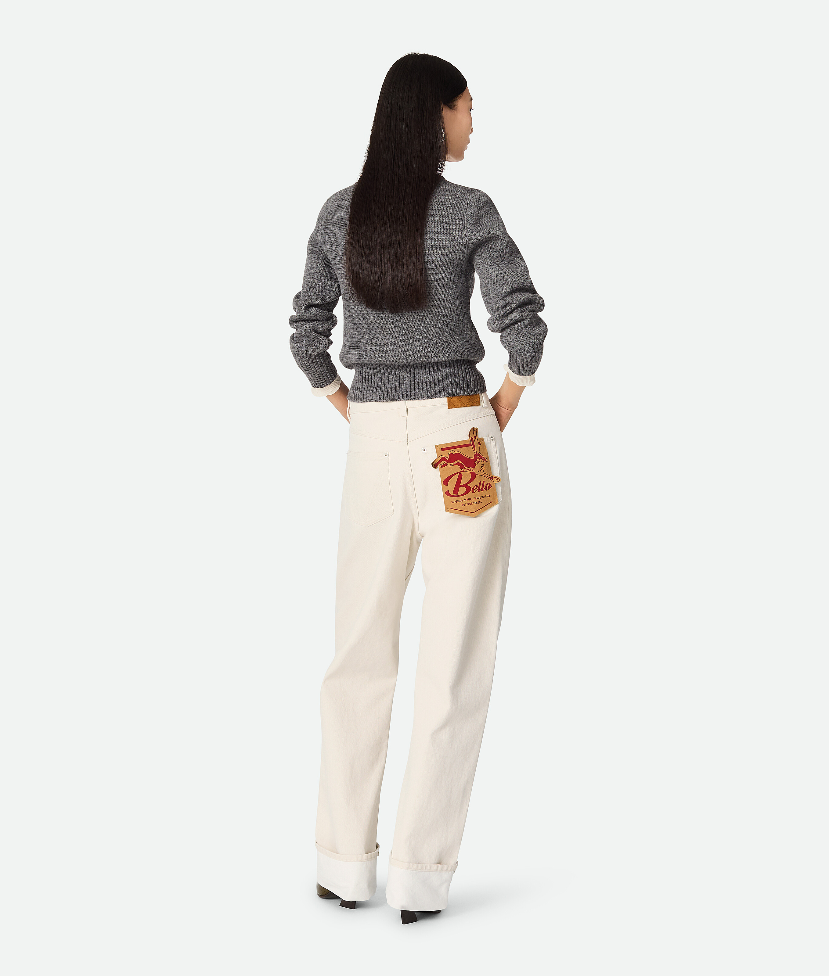 Bottega Veneta Bunte Jeans Mit Umschlag In Pale Meringue