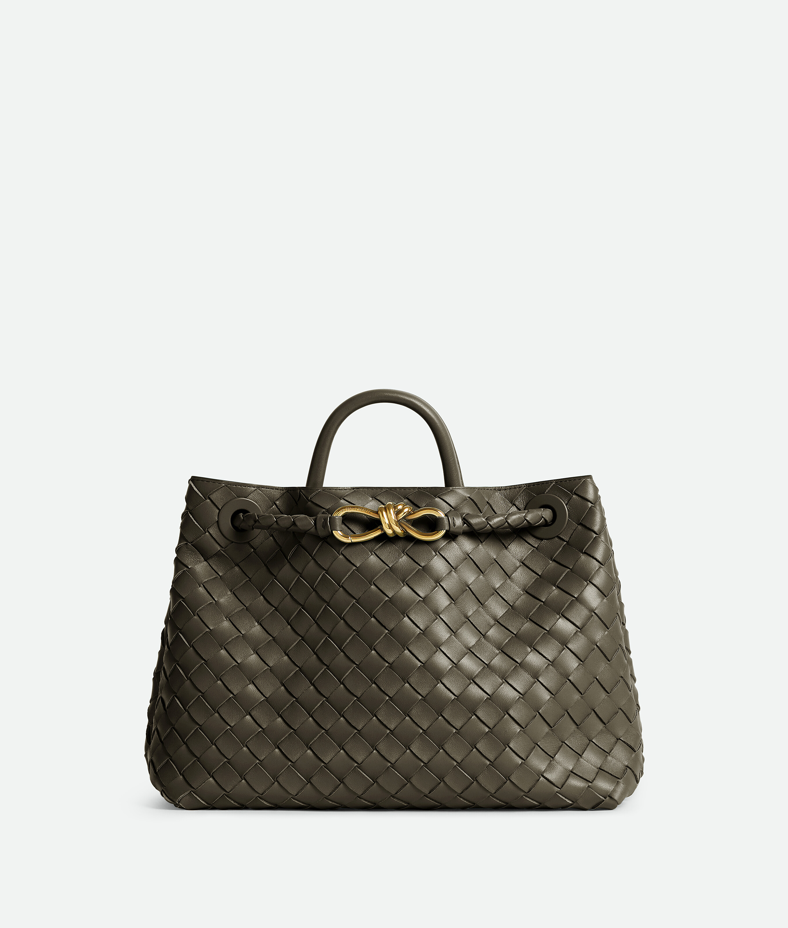 Bottega Veneta East-west Andiamo Leather Top Handle Bag In Black