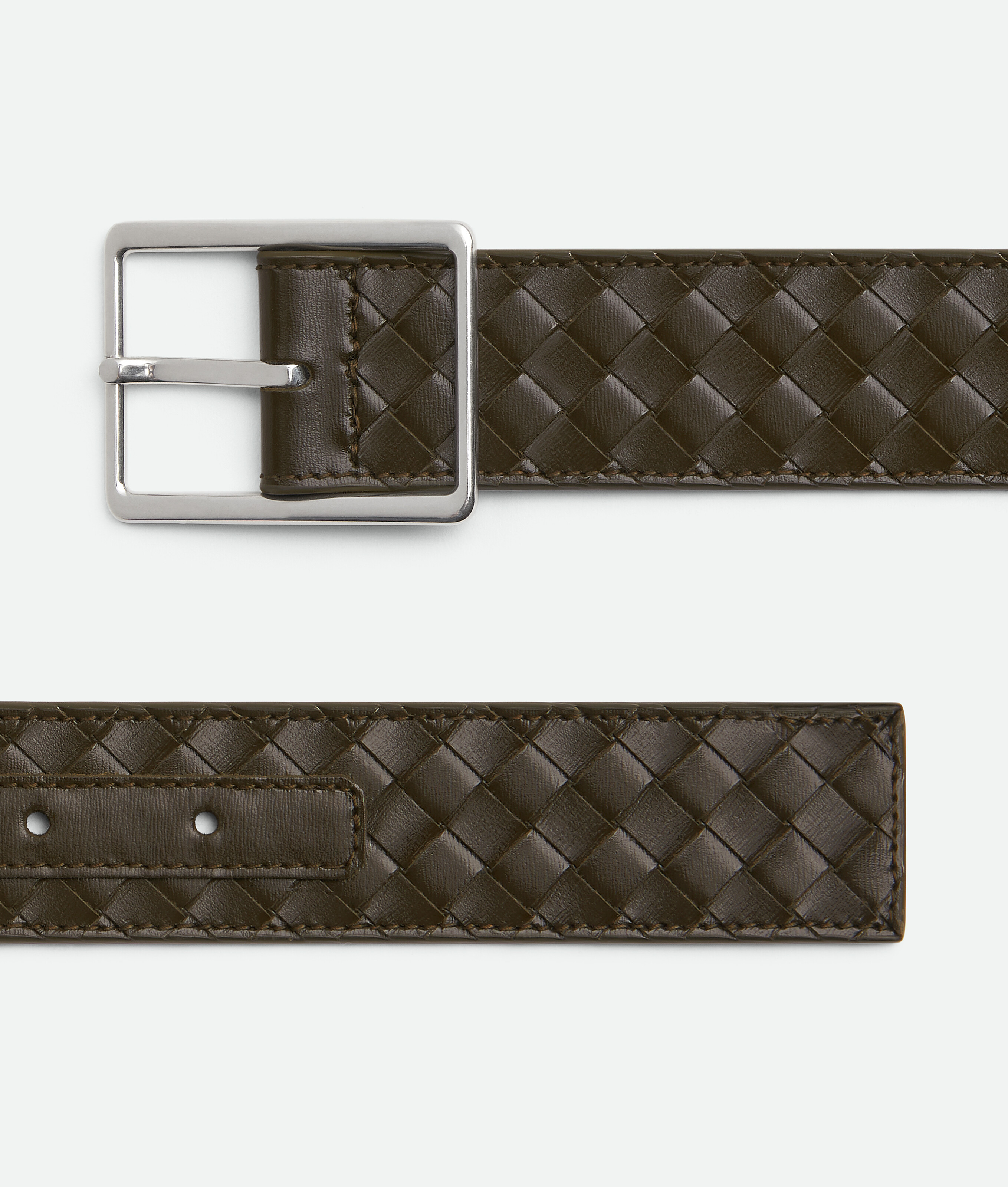 Shop Bottega Veneta Intrecciato Piccolo Belt In Kaki