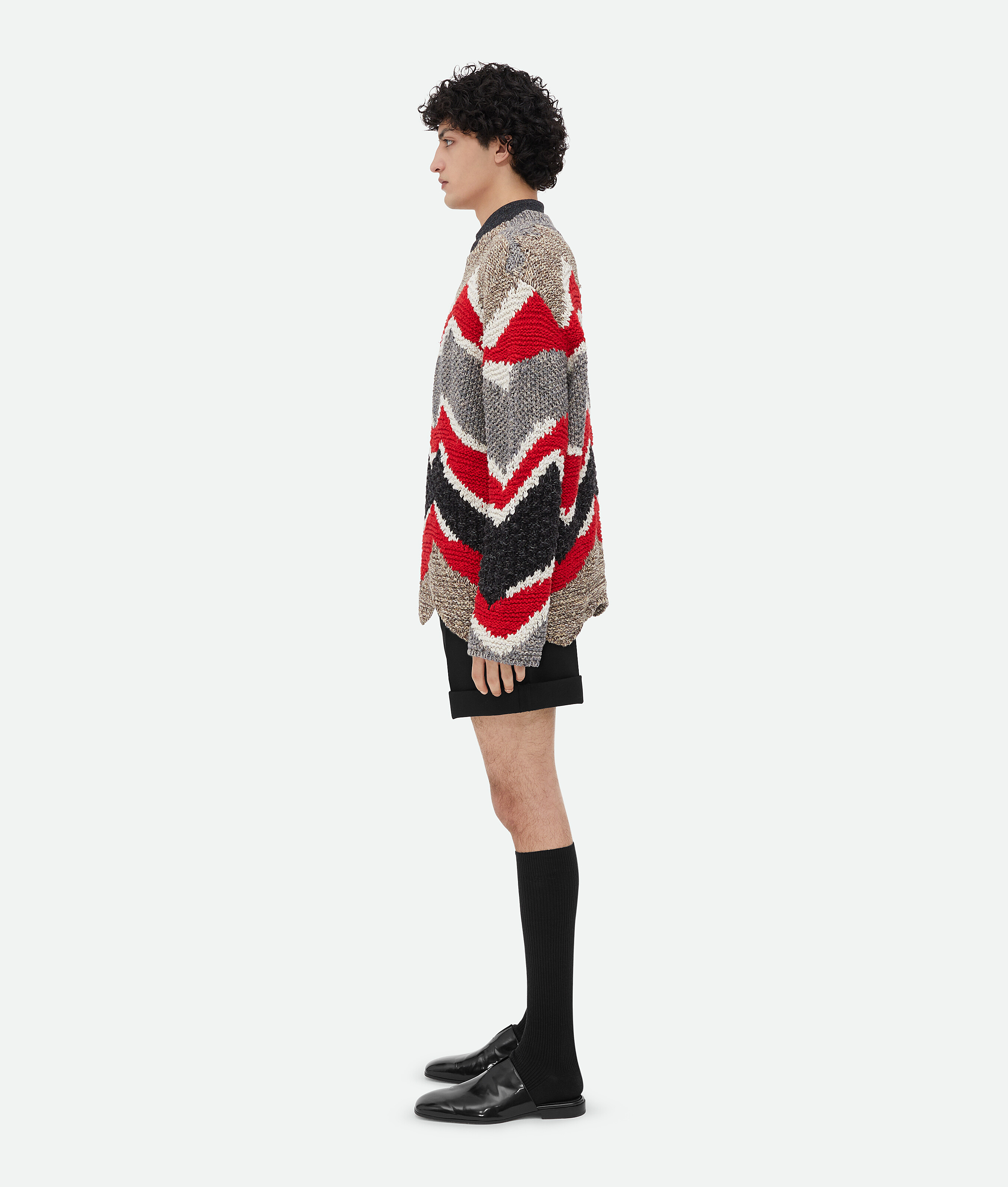 Shop Bottega Veneta Baumwollpullover Mit Zickzack-muster In Multicolor