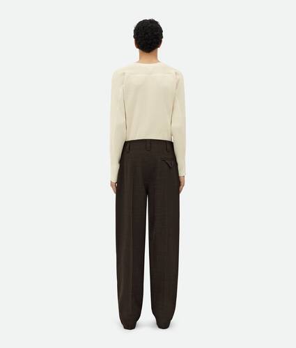 Viscose And Silk Criss-Cross Pleated Pants