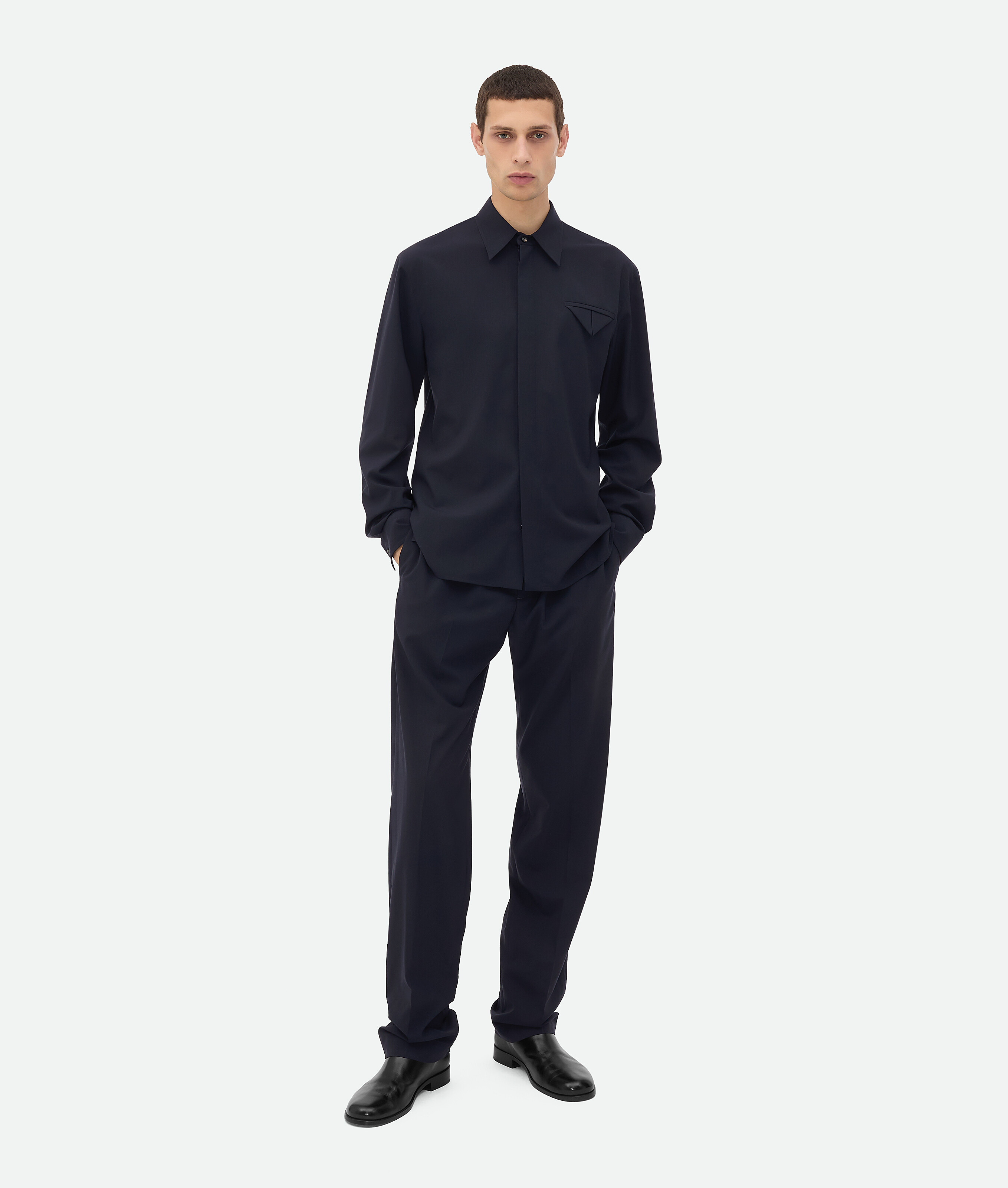 Bottega Veneta Lightweight Wool Trousers In Midnight Blue