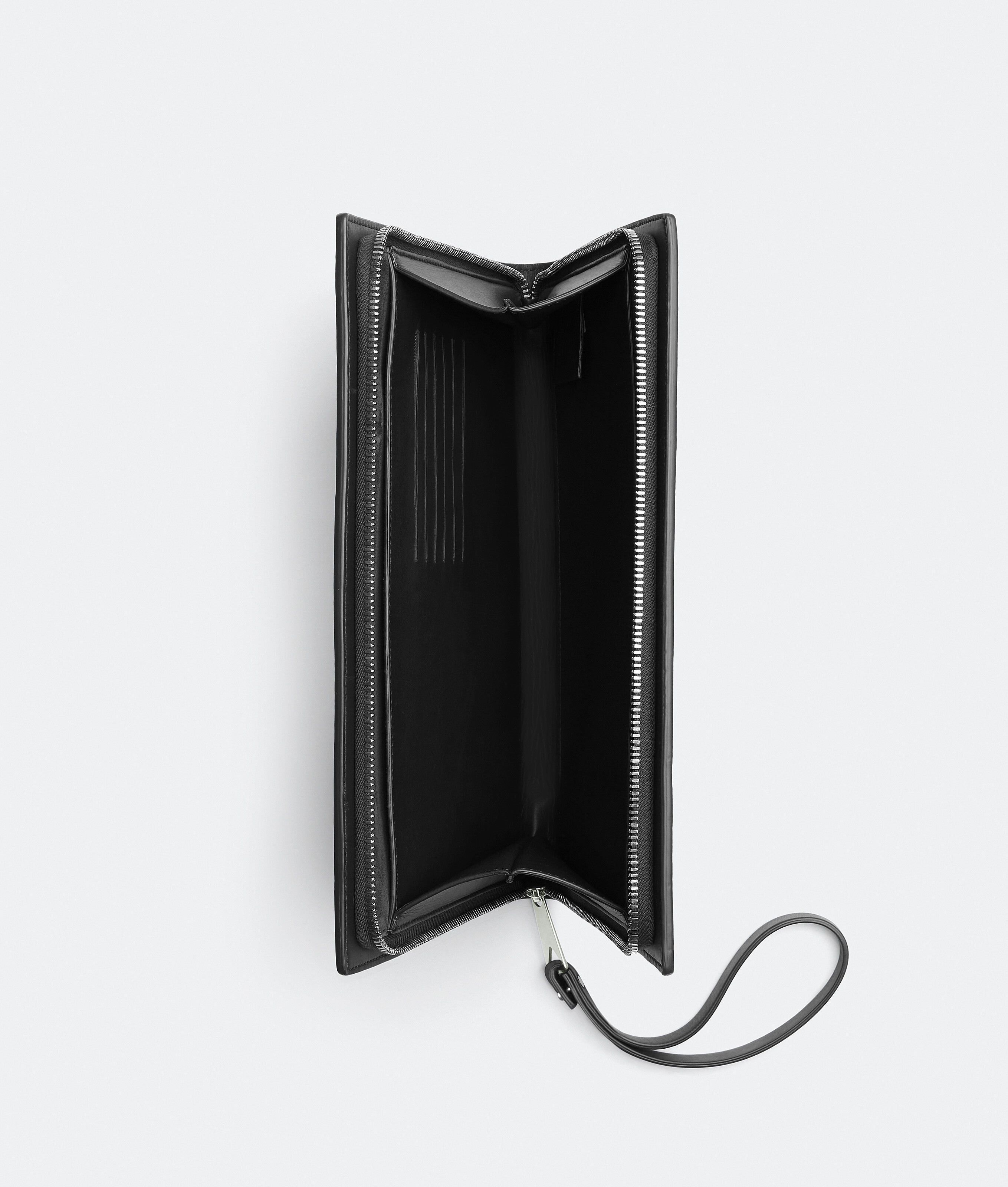 Bottega Veneta Small Intrecciato Document Case With Wristlet In Black