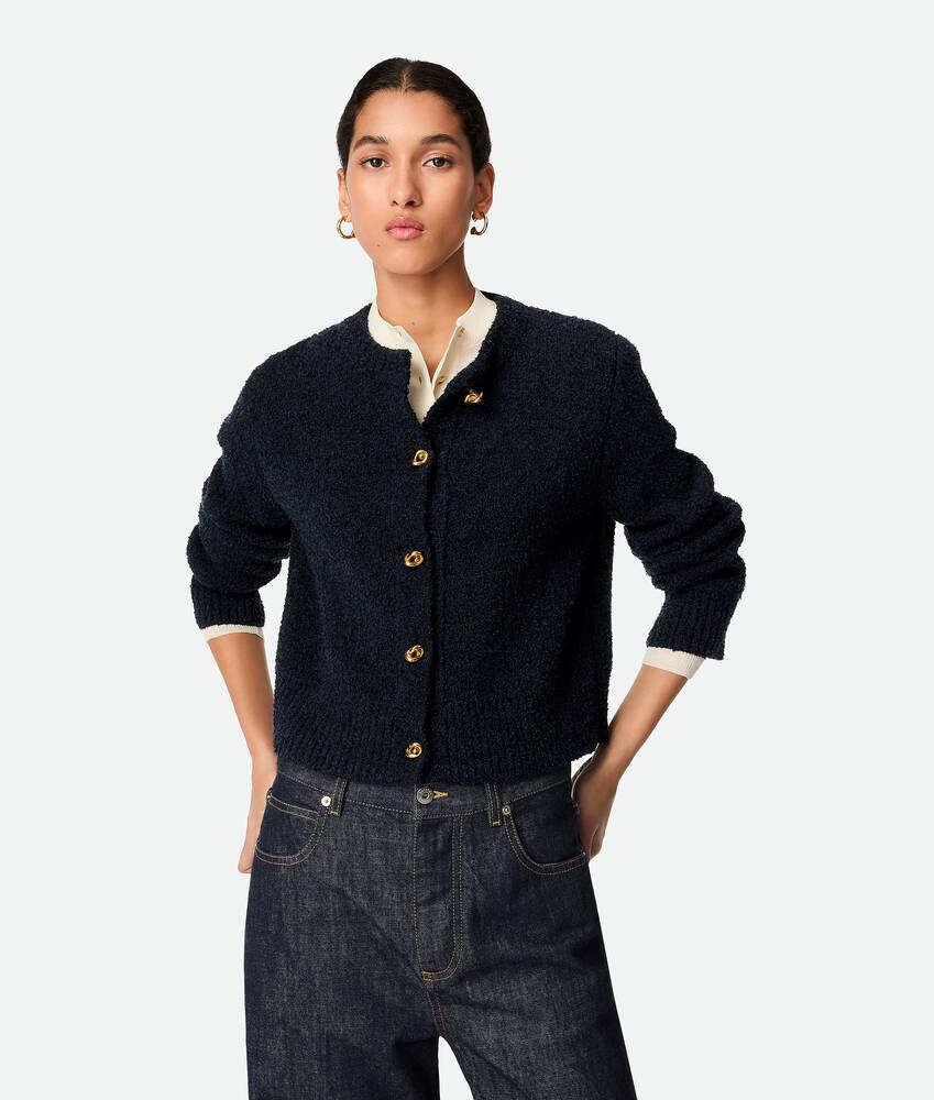 Wool Boucle Cardigan in NAVY Bottega Veneta® PT