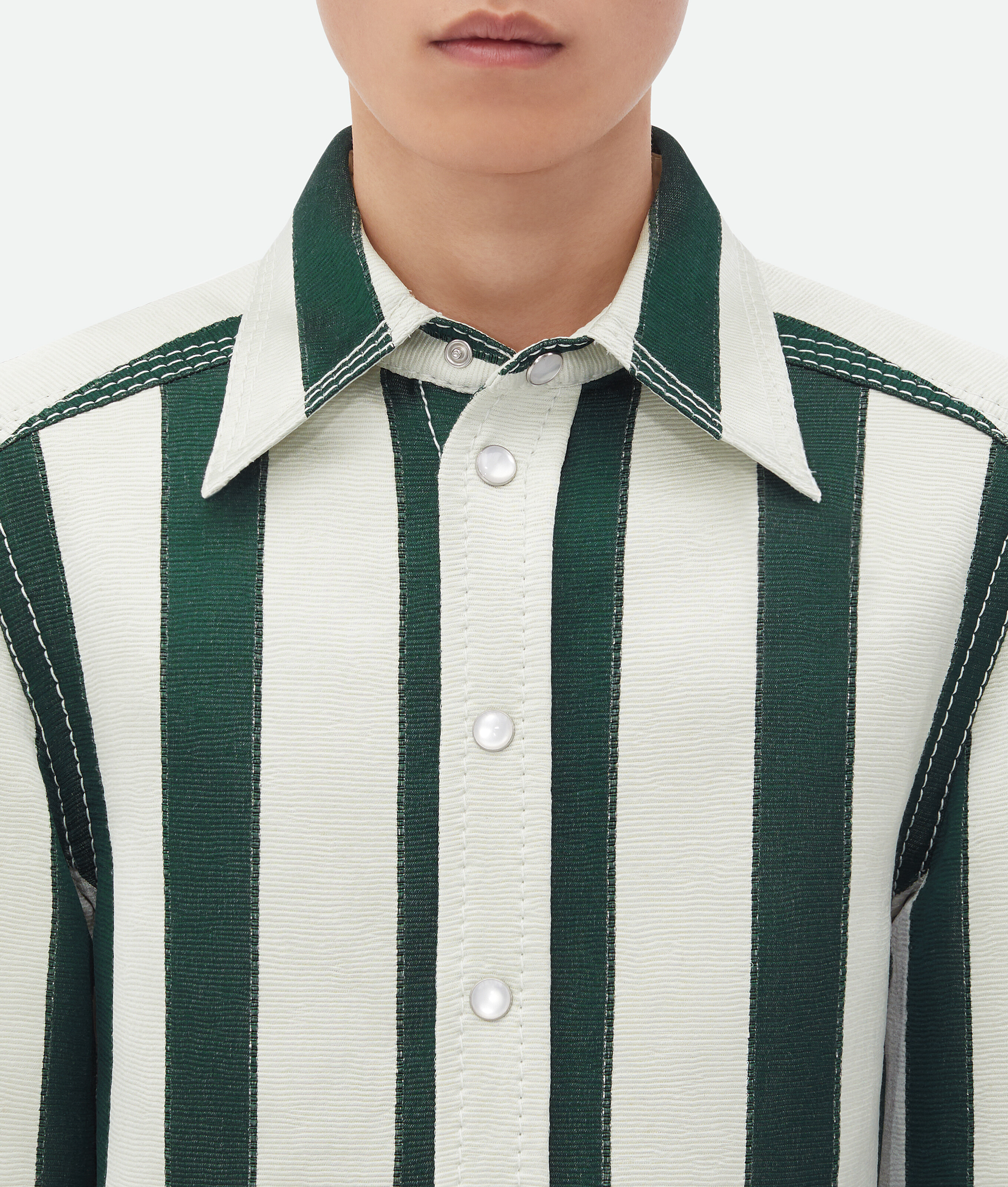 Shop Bottega Veneta Striped Cotton Viscose Shirt In Multicolor