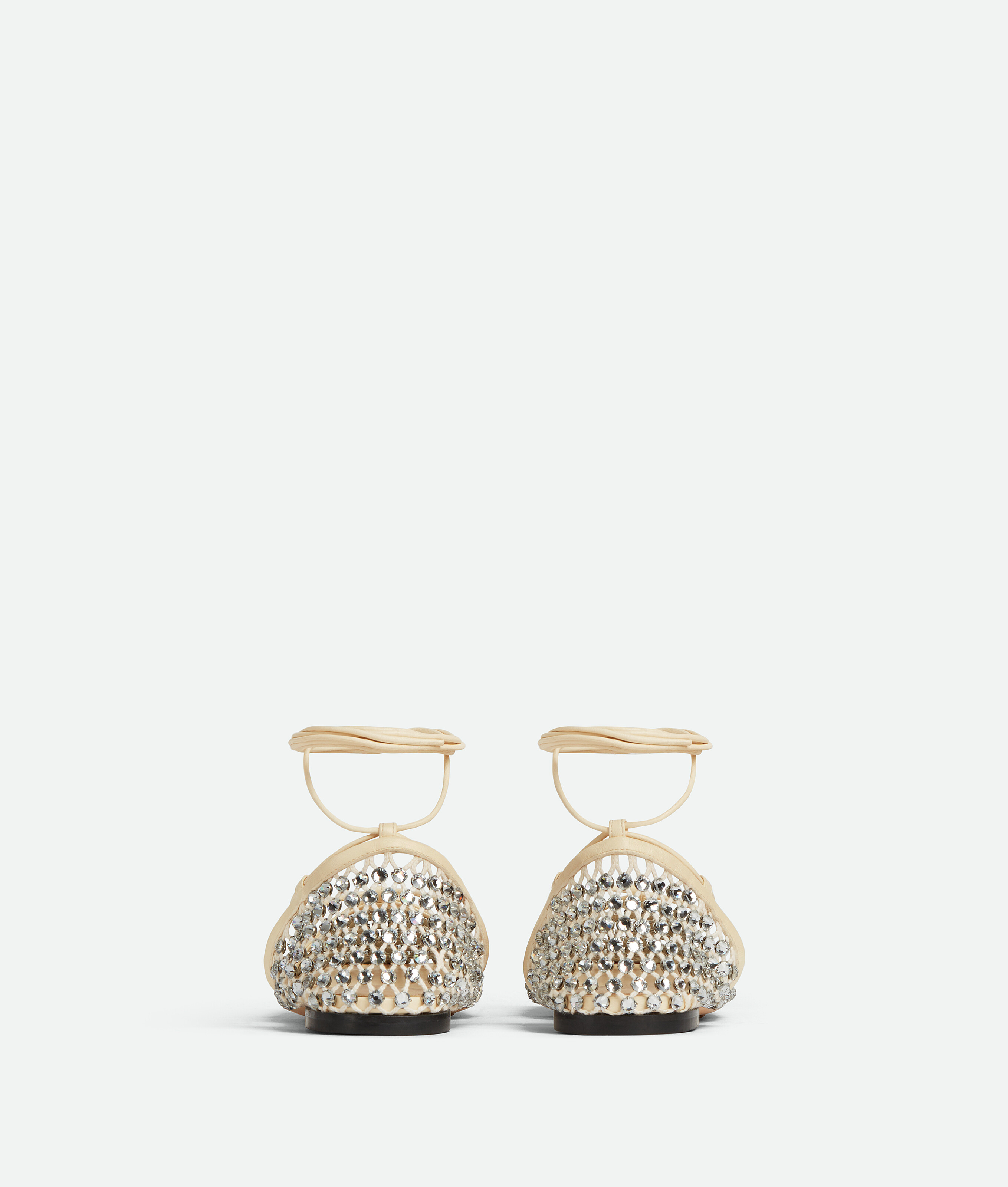 Bottega Veneta Sparkle Stretch Flat Leather Sandals In Beige
