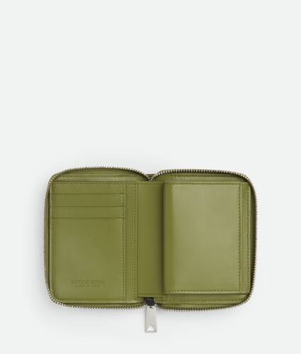 Intrecciato Stamp North/South Compact Zip Around Wallet