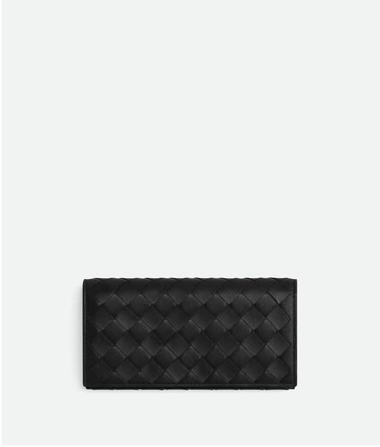 ブラックイントレチャート ラージ フラップウォレット| Bottega Veneta