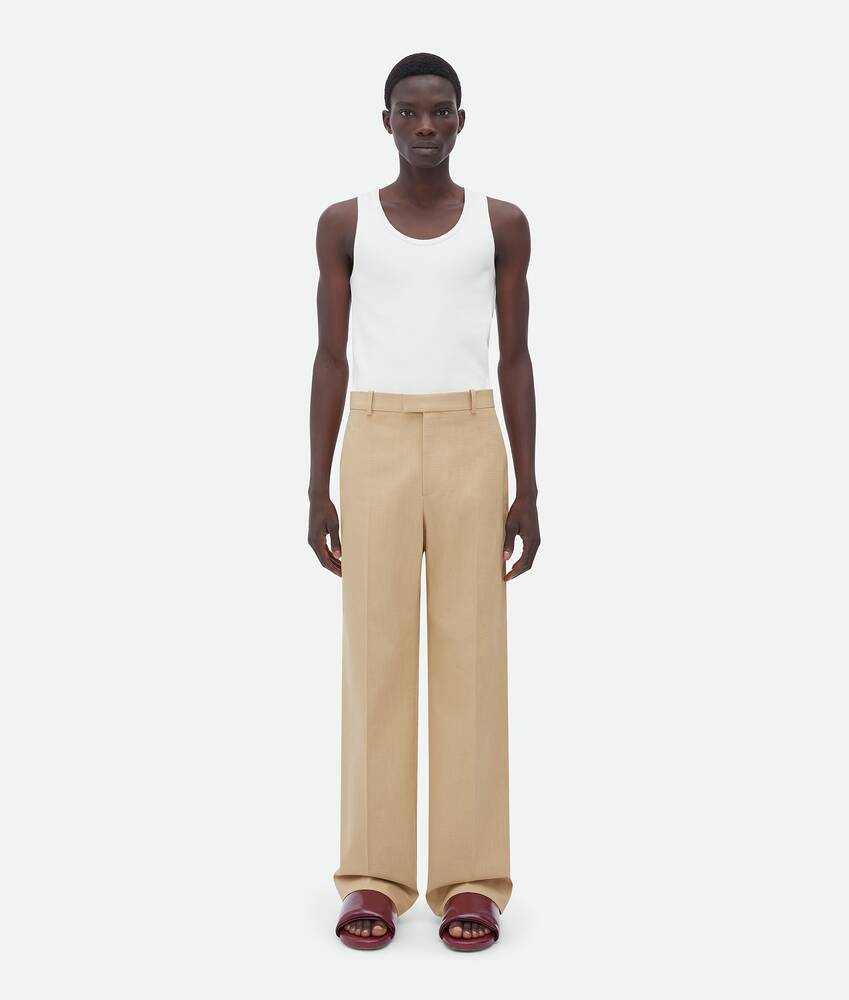 Display a large version of the product image 1 - Straight Leg Textured Cotton Trousers