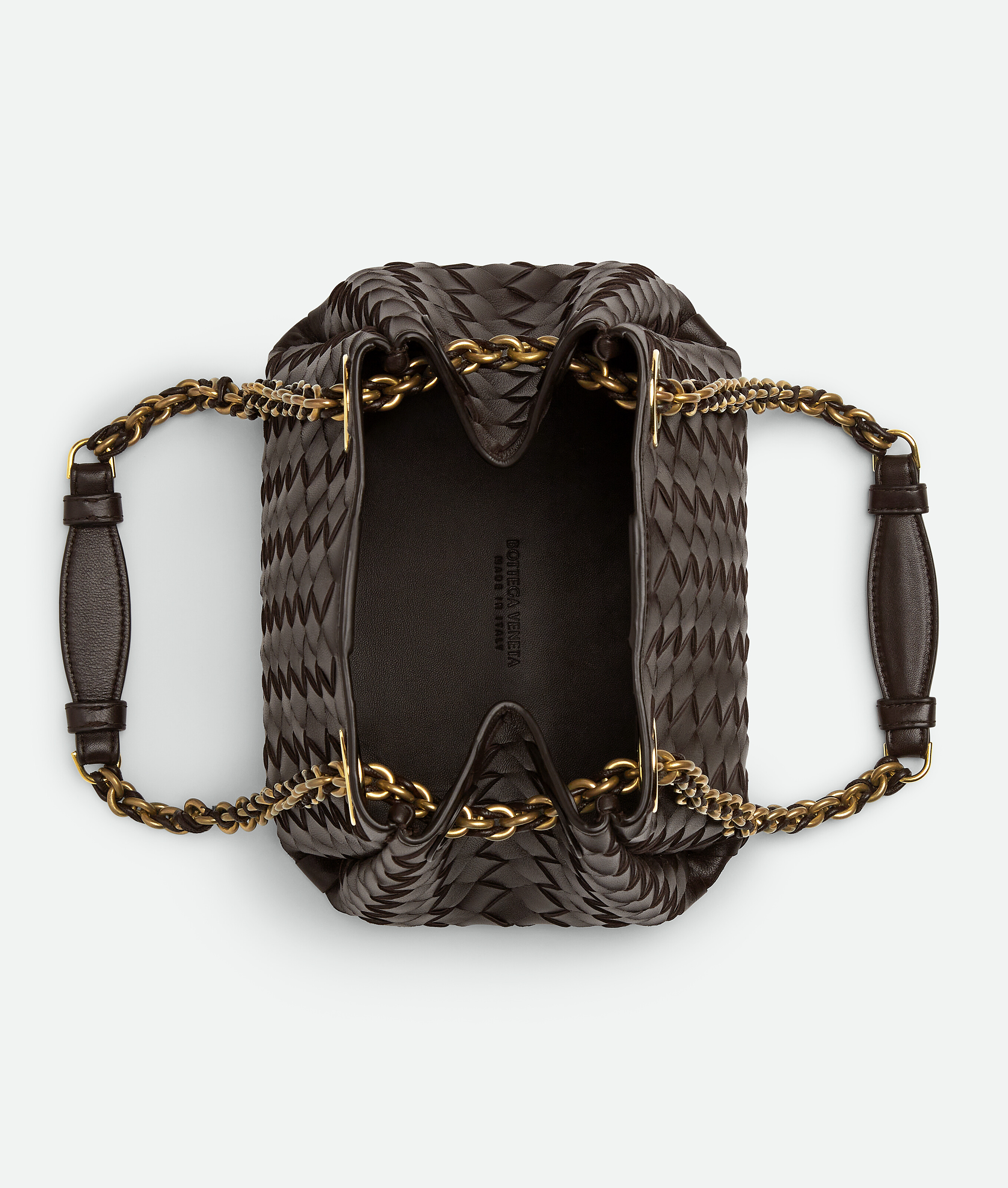 Bottega Veneta Black Intrecciato Leather Two-way Handbag In Fondant