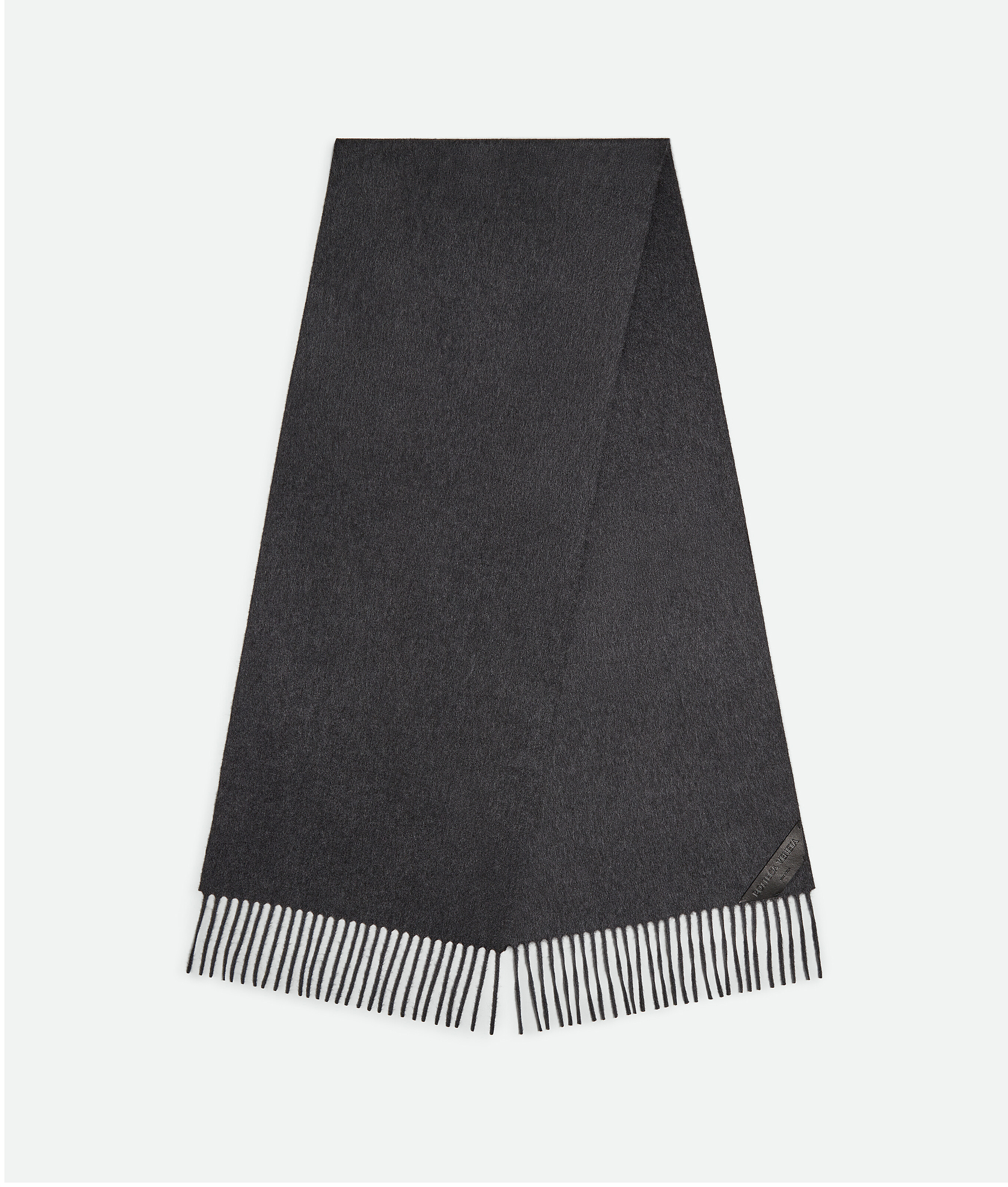 Bottega Veneta Cashmere Scarf With Leather Patch In Grey