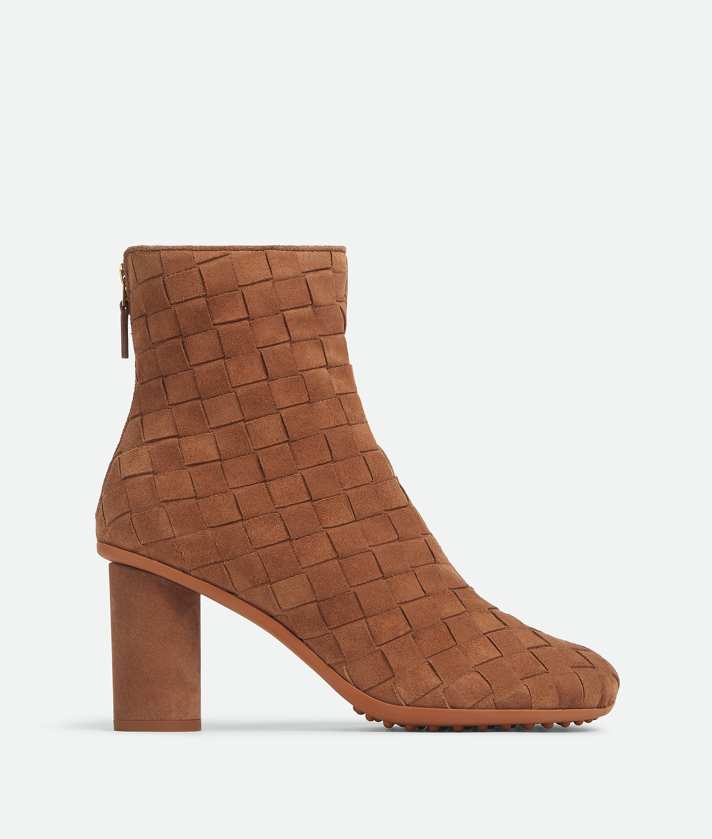 Bottega Veneta Atomic Intrecciato Suede Ankle Boots In Brown